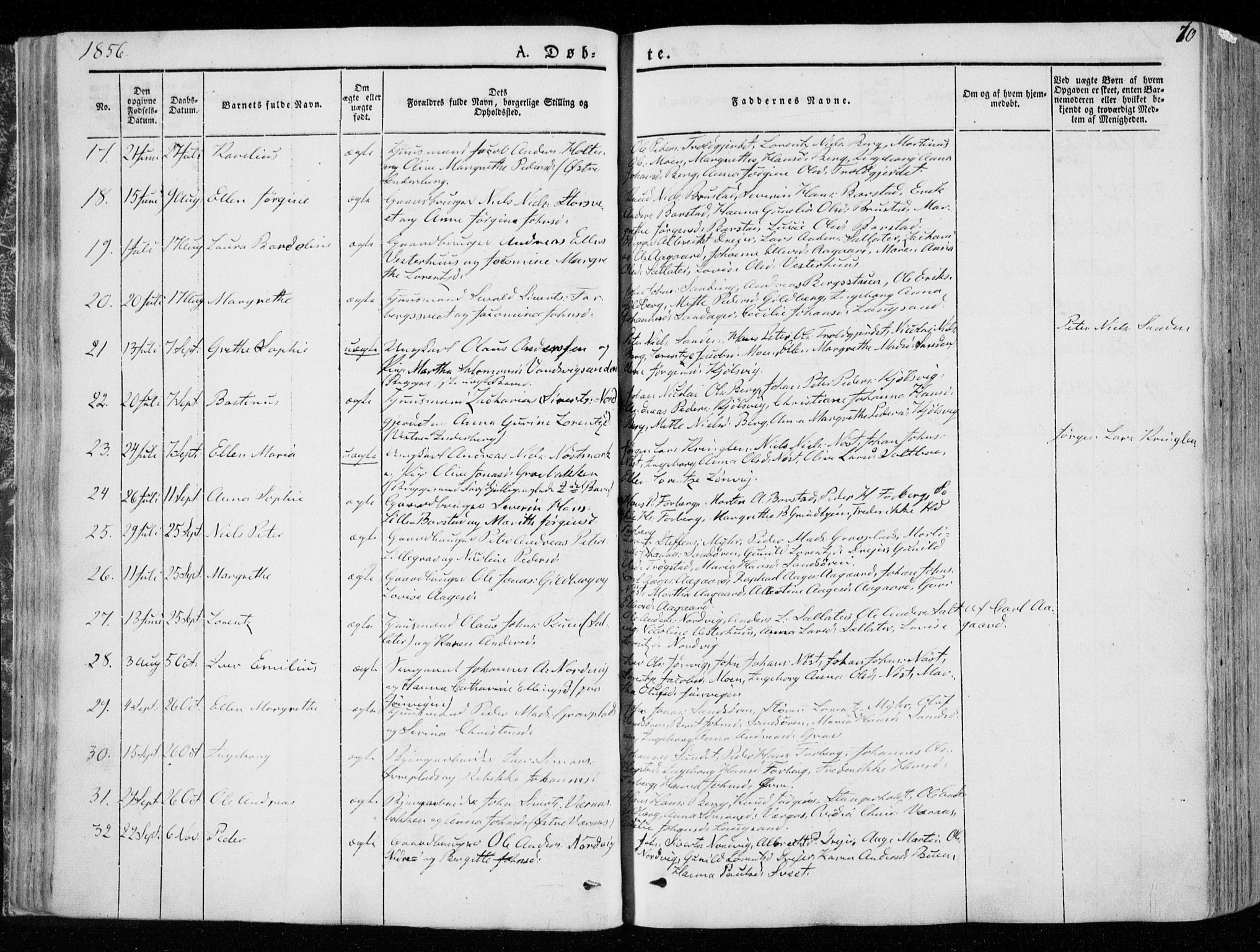Ministerialprotokoller, klokkerbøker og fødselsregistre - Nord-Trøndelag, SAT/A-1458/722/L0218: Parish register (official) no. 722A05, 1843-1868, p. 70