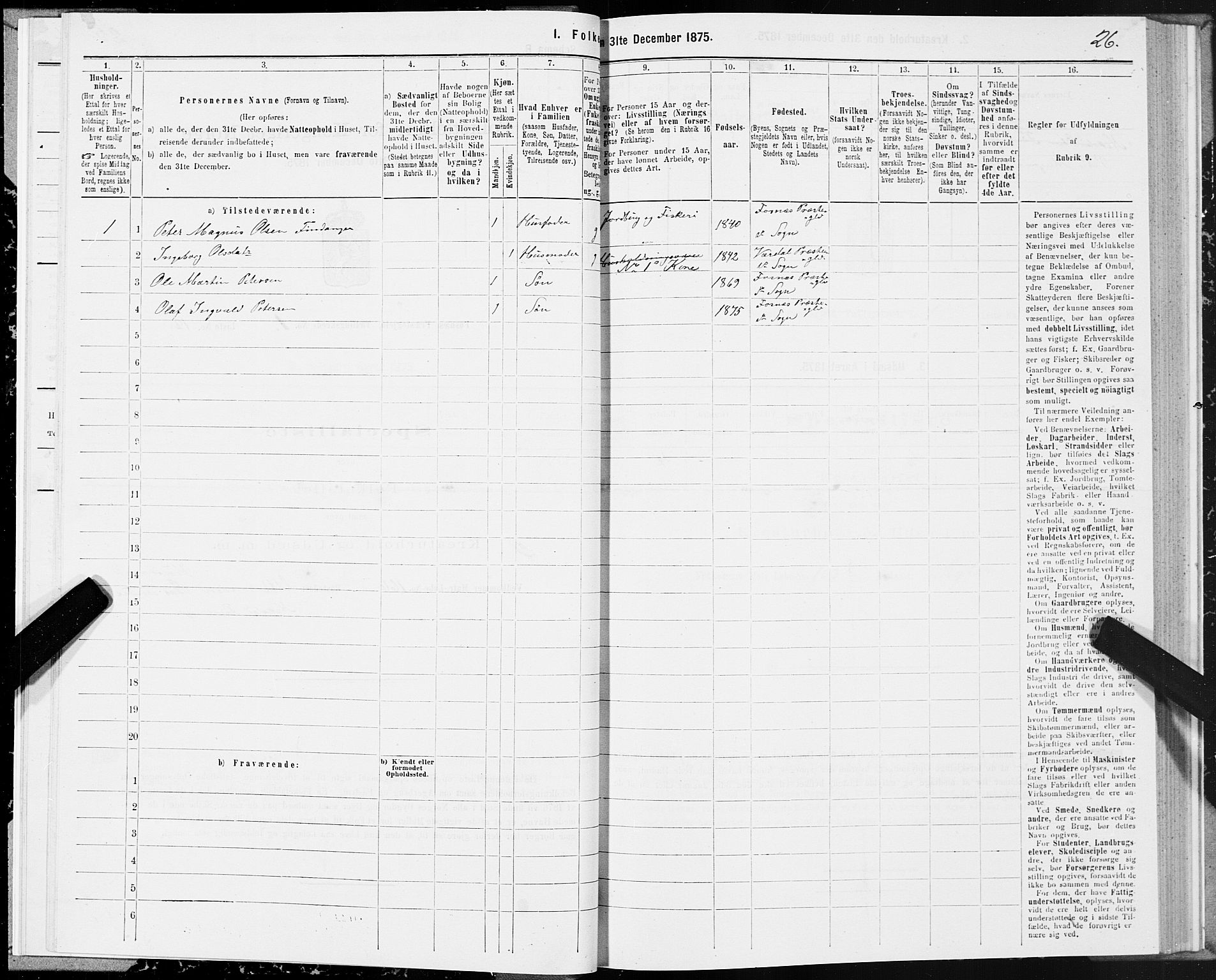 SAT, 1875 census for 1748P Fosnes, 1875, p. 1026
