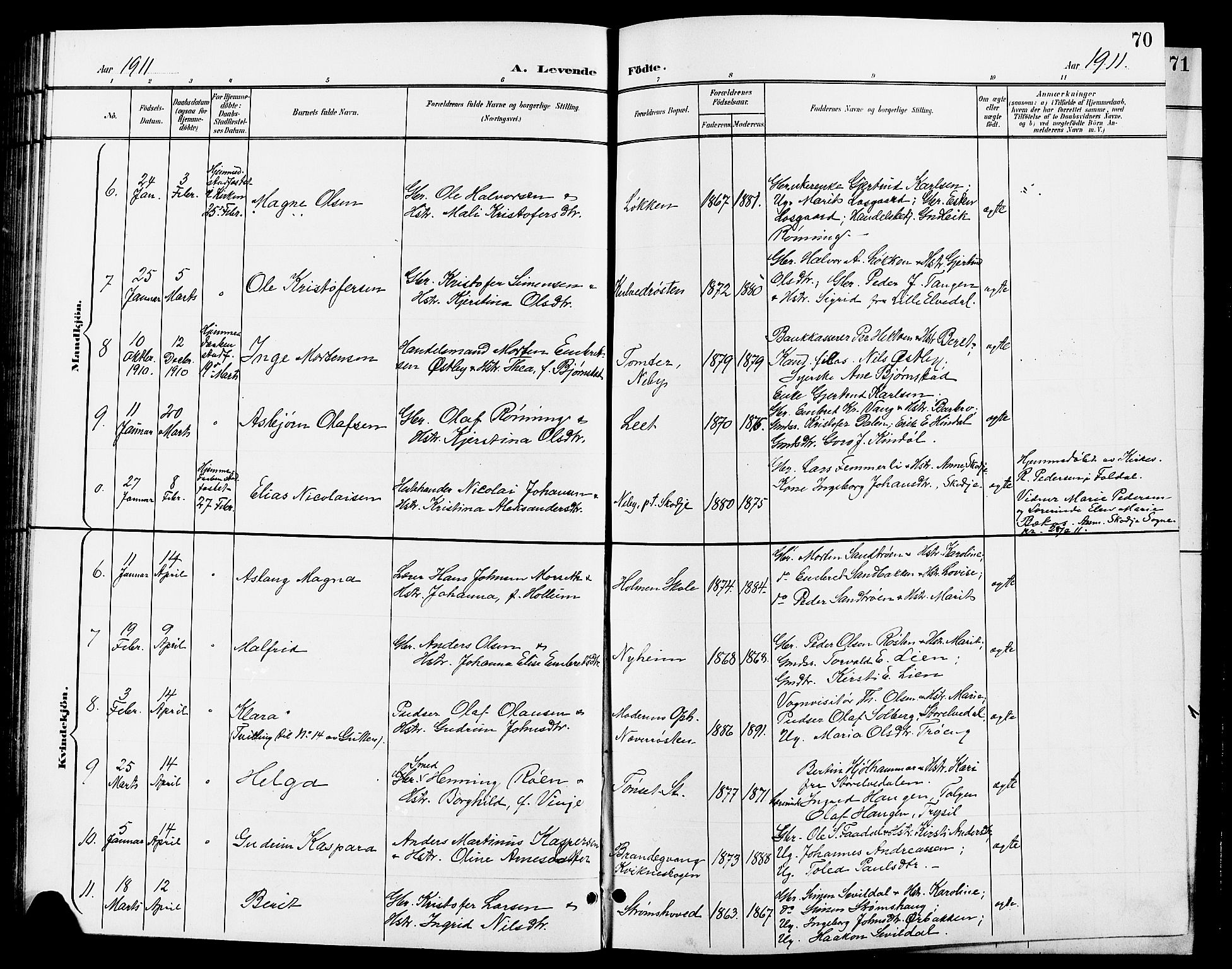 Tynset prestekontor, AV/SAH-PREST-058/H/Ha/Hab/L0009: Parish register (copy) no. 9, 1900-1914, p. 70