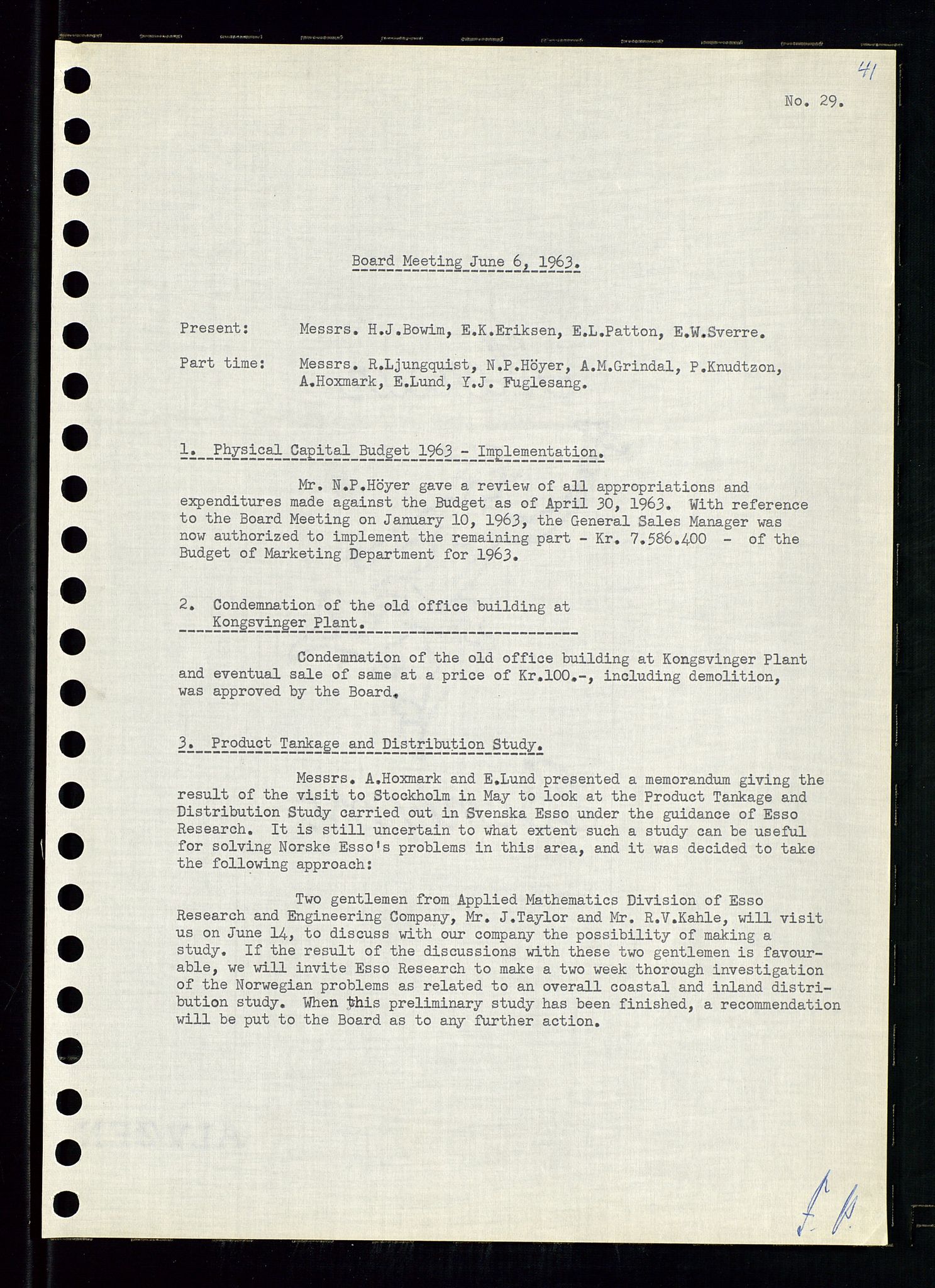 Pa 0982 - Esso Norge A/S, AV/SAST-A-100448/A/Aa/L0001/0004: Den administrerende direksjon Board minutes (styrereferater) / Den administrerende direksjon Board minutes (styrereferater), 1963-1964, p. 220