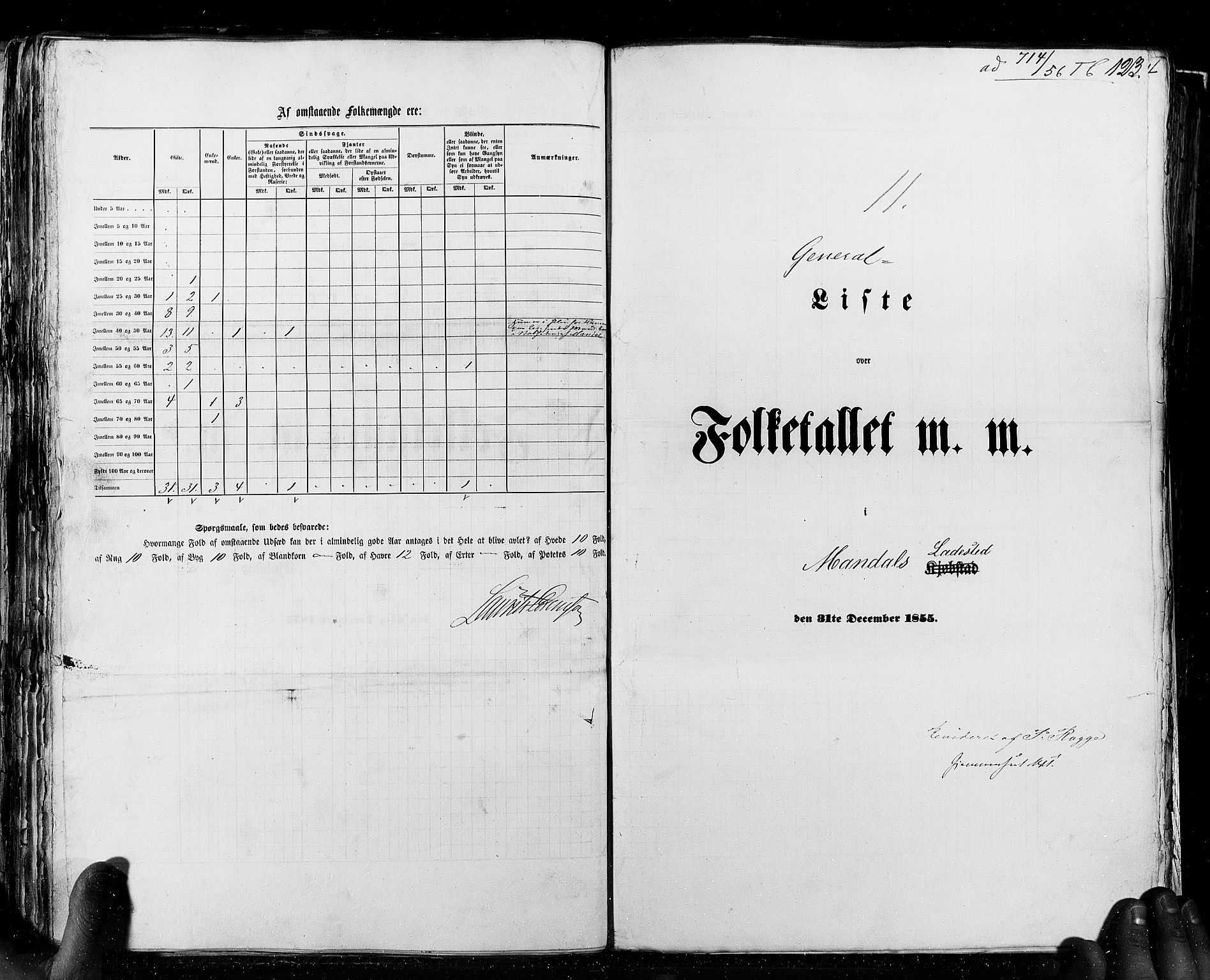 RA, Census 1855, vol. 8: Risør-Vadsø, 1855, p. 123