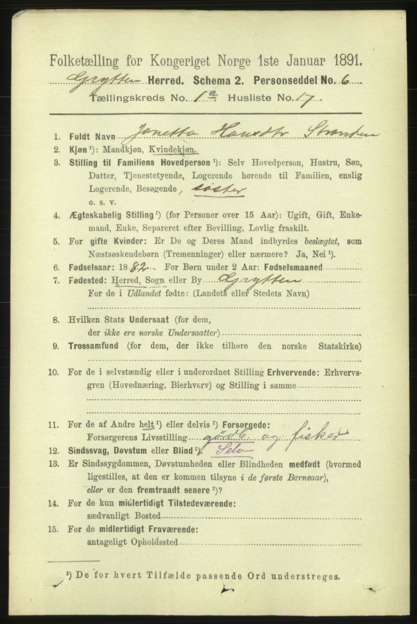 RA, 1891 census for 1539 Grytten, 1891, p. 158