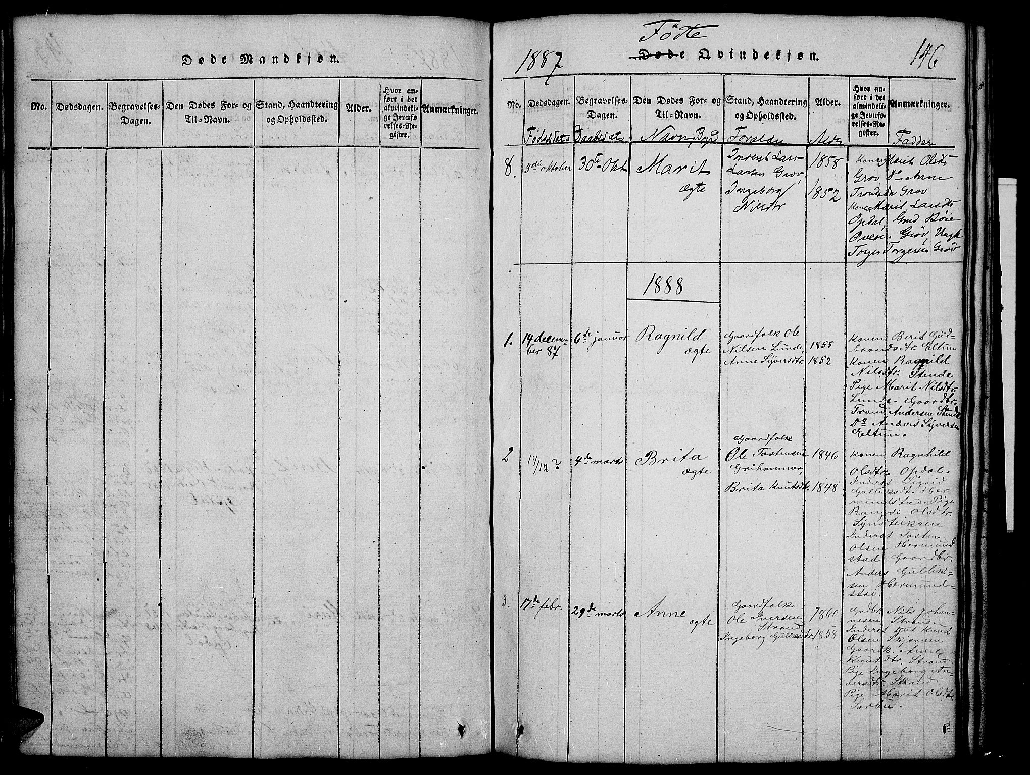 Vang prestekontor, Valdres, SAH/PREST-140/H/Hb/L0002: Parish register (copy) no. 2, 1814-1889, p. 146