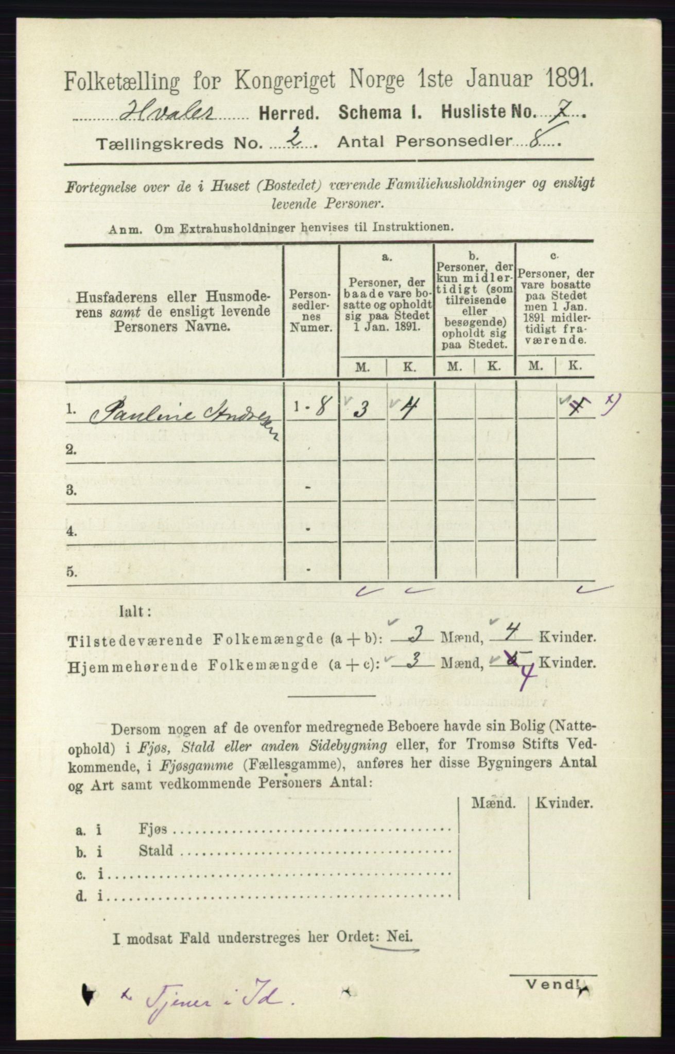 RA, 1891 census for 0111 Hvaler, 1891, p. 886