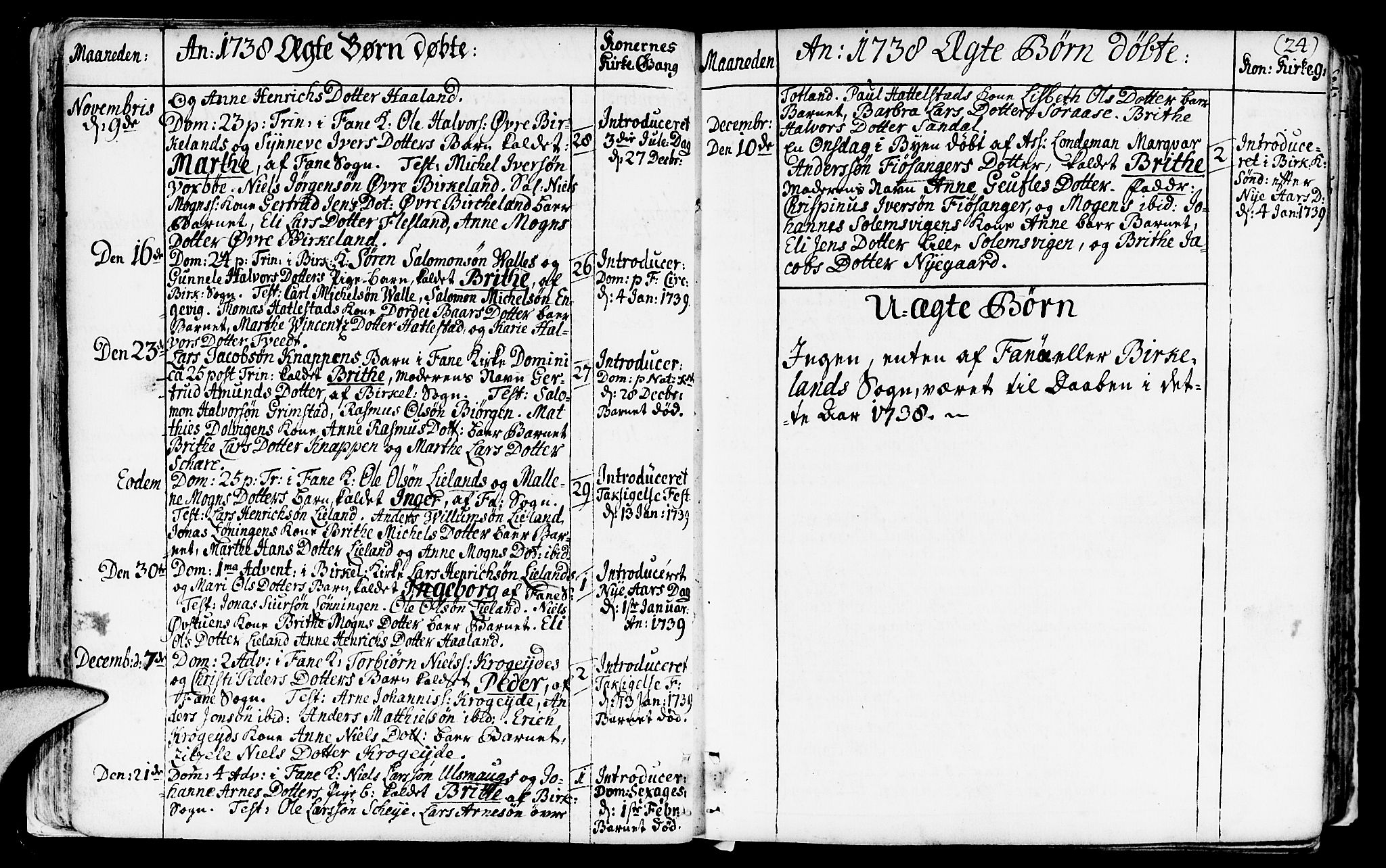 Fana Sokneprestembete, AV/SAB-A-75101/H/Haa/Haaa/L0003: Parish register (official) no. A 3, 1736-1757, p. 24