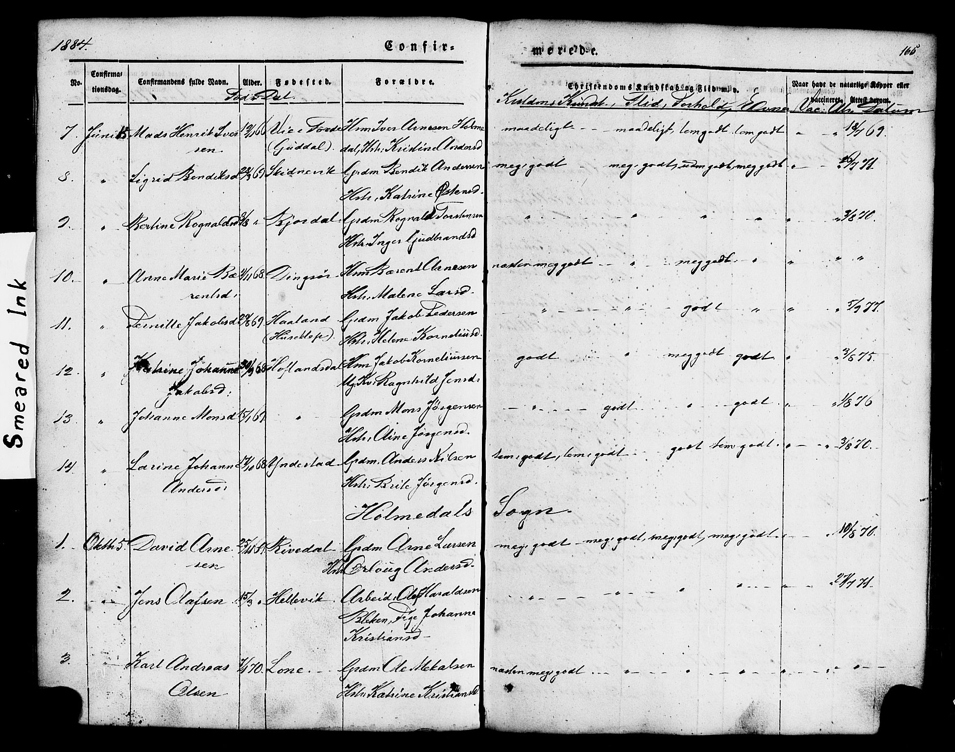 Fjaler sokneprestembete, AV/SAB-A-79801/H/Haa/Haaa/L0008: Parish register (official) no. A 8, 1850-1886, p. 165