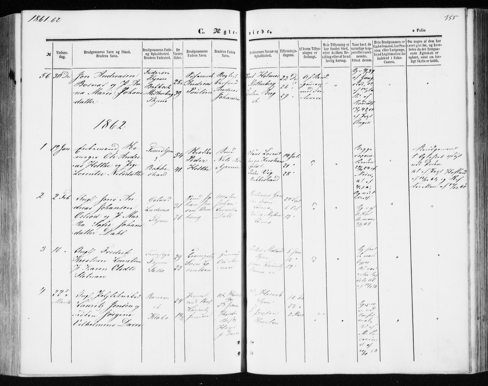 Ministerialprotokoller, klokkerbøker og fødselsregistre - Sør-Trøndelag, SAT/A-1456/606/L0292: Parish register (official) no. 606A07, 1856-1865, p. 355