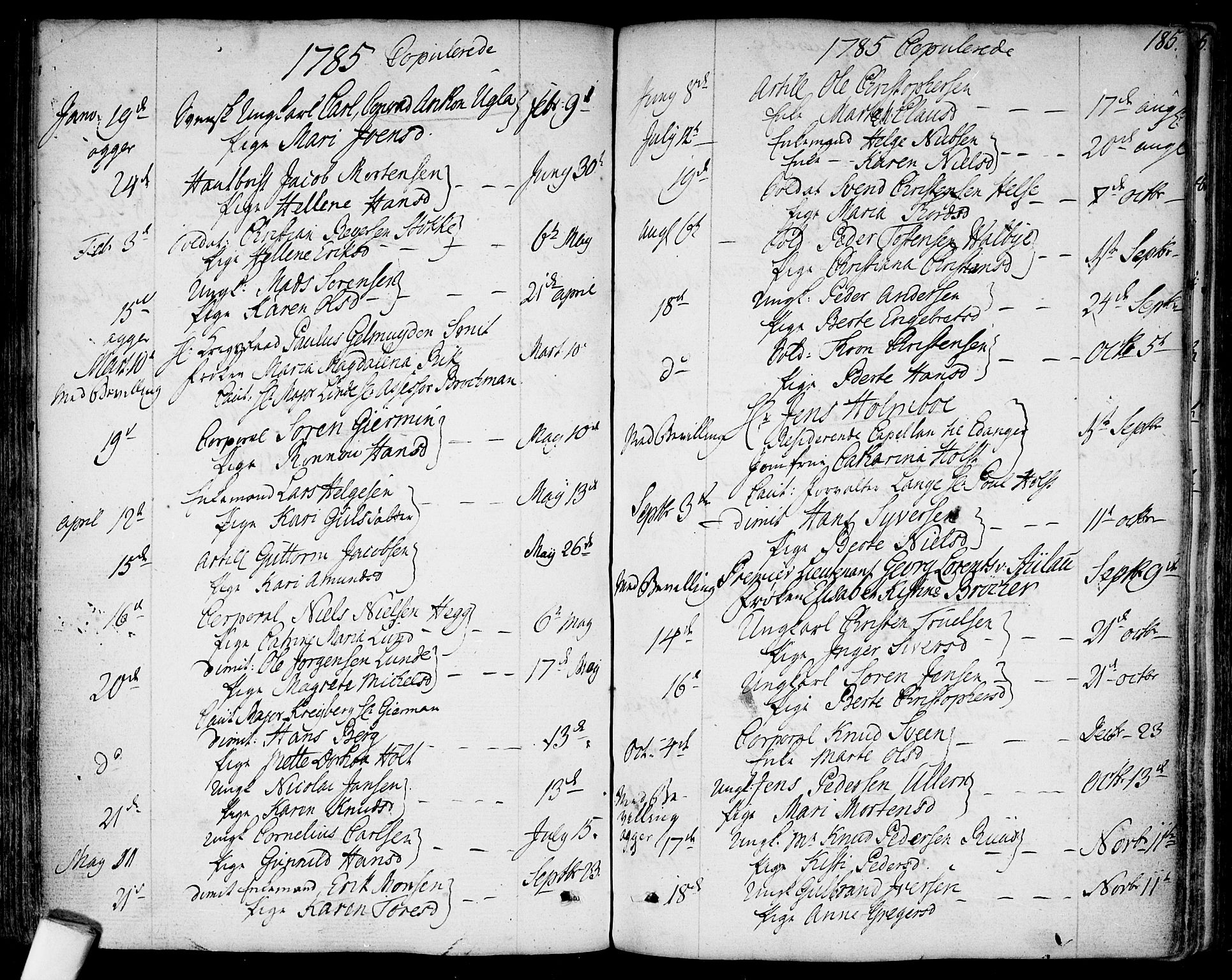 Garnisonsmenigheten Kirkebøker, SAO/A-10846/F/Fa/L0003: Parish register (official) no. 3, 1777-1809, p. 185