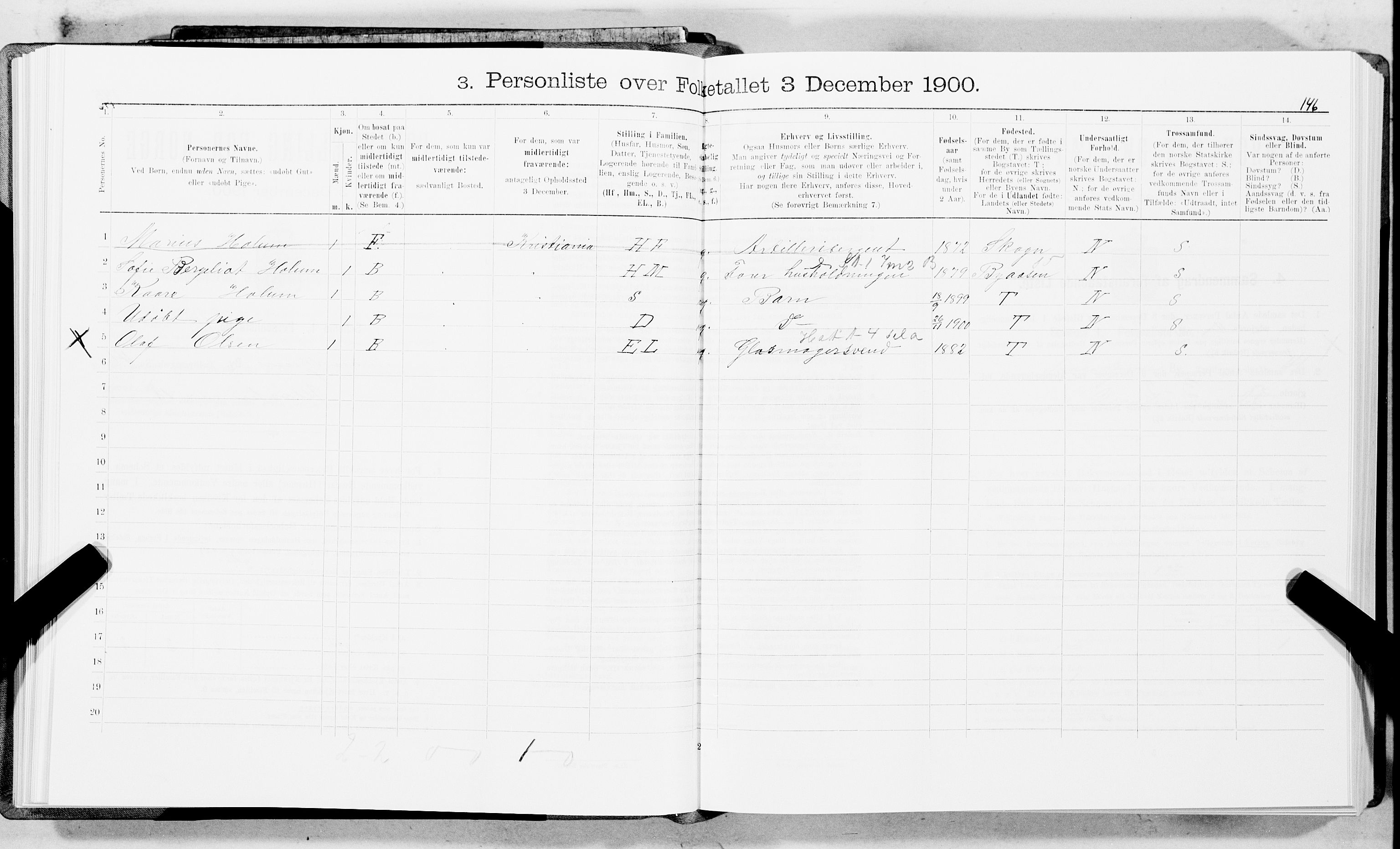 SAT, 1900 census for Trondheim, 1900, p. 7449