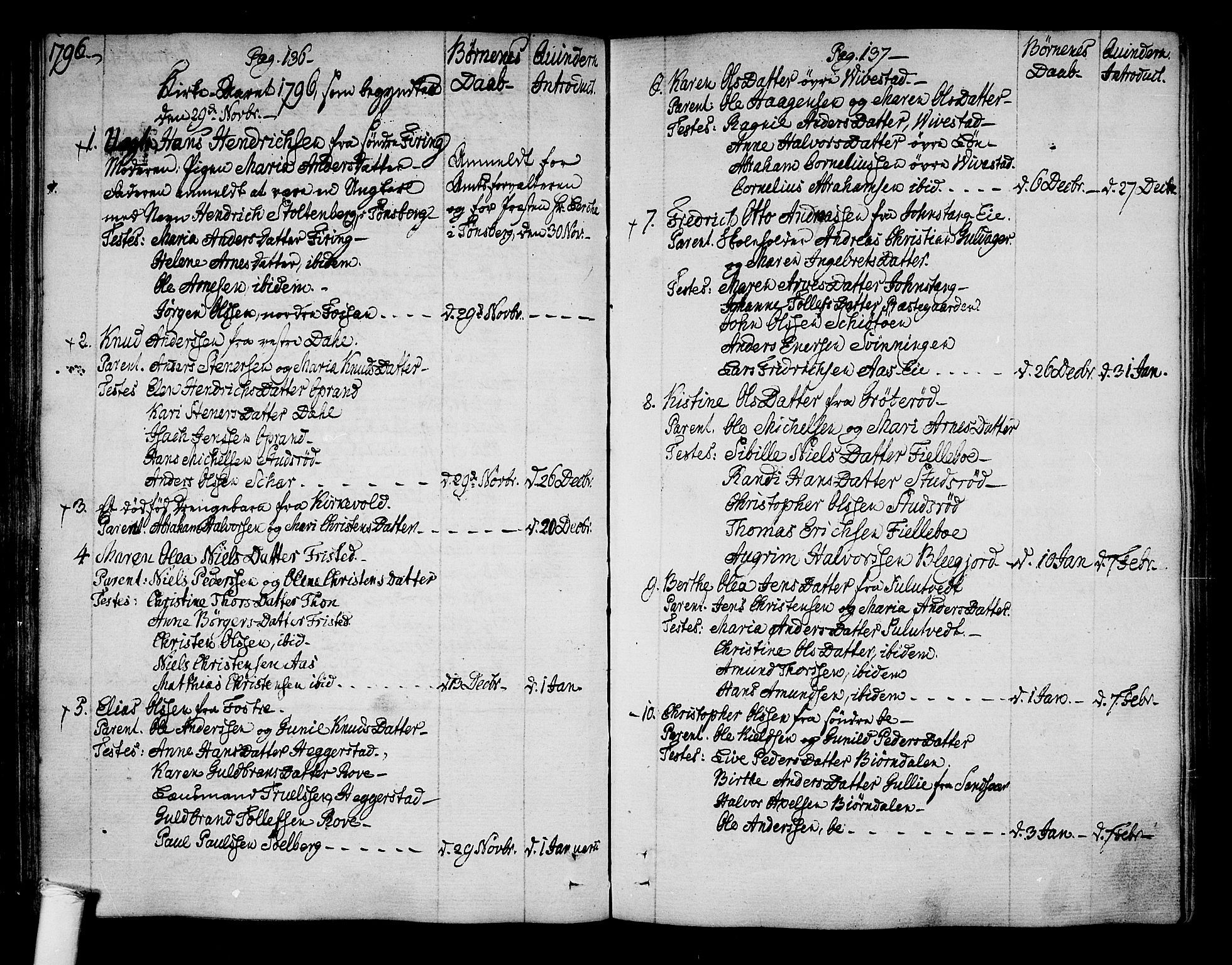 Ramnes kirkebøker, AV/SAKO-A-314/F/Fa/L0003: Parish register (official) no. I 3, 1790-1813, p. 136-137