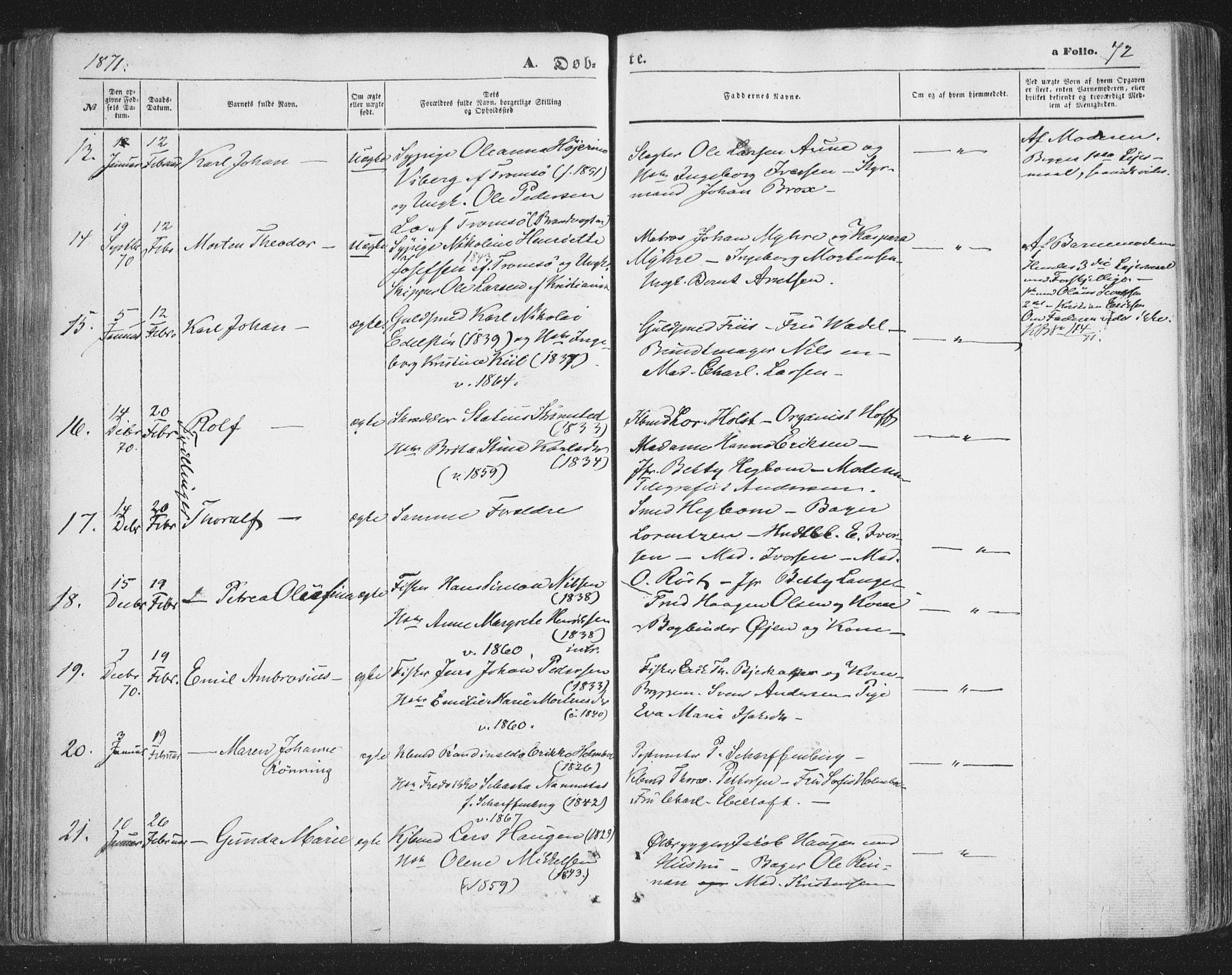 Tromsø sokneprestkontor/stiftsprosti/domprosti, AV/SATØ-S-1343/G/Ga/L0012kirke: Parish register (official) no. 12, 1865-1871, p. 72