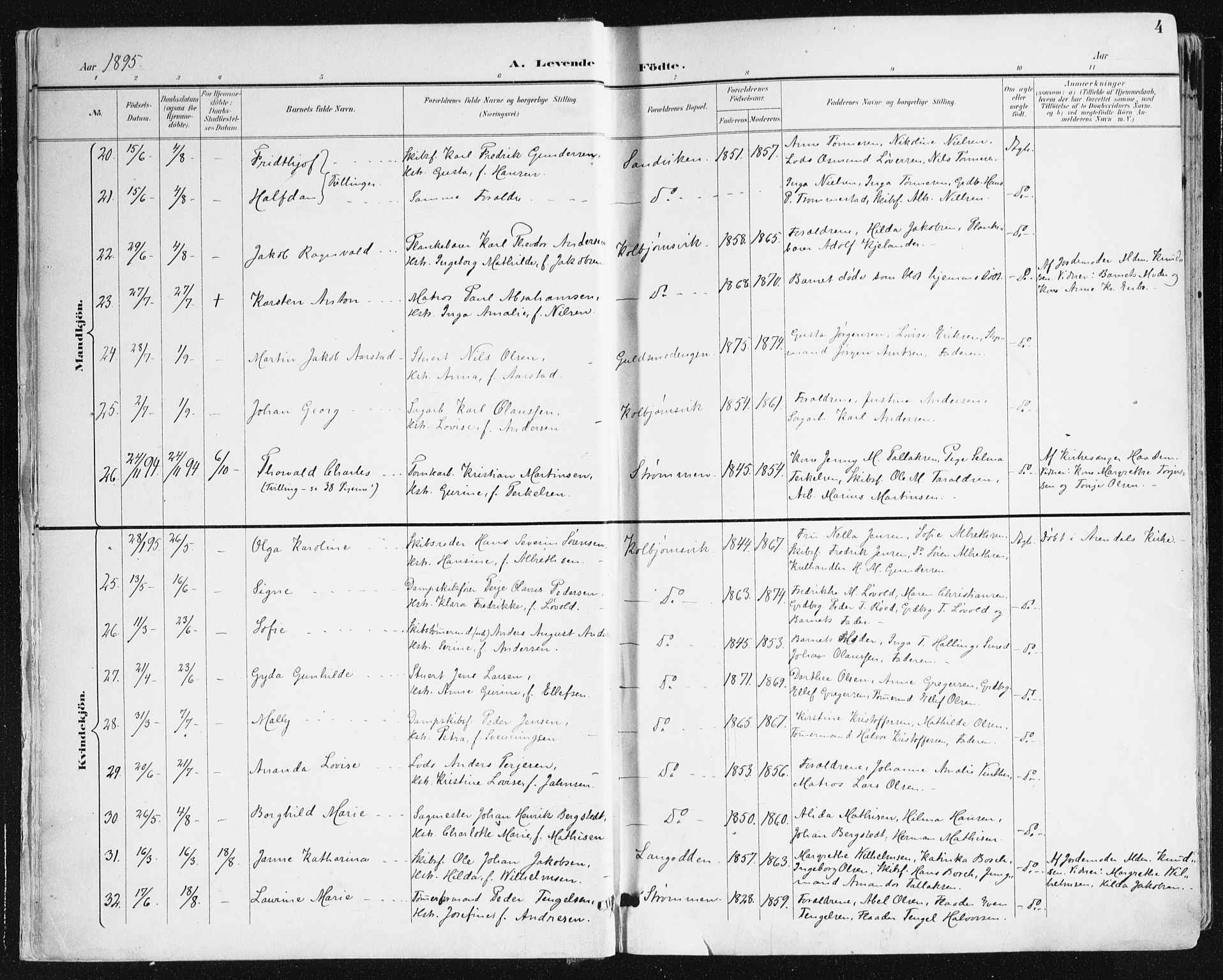 Hisøy sokneprestkontor, AV/SAK-1111-0020/F/Fa/L0004: Parish register (official) no. A 4, 1895-1917, p. 4