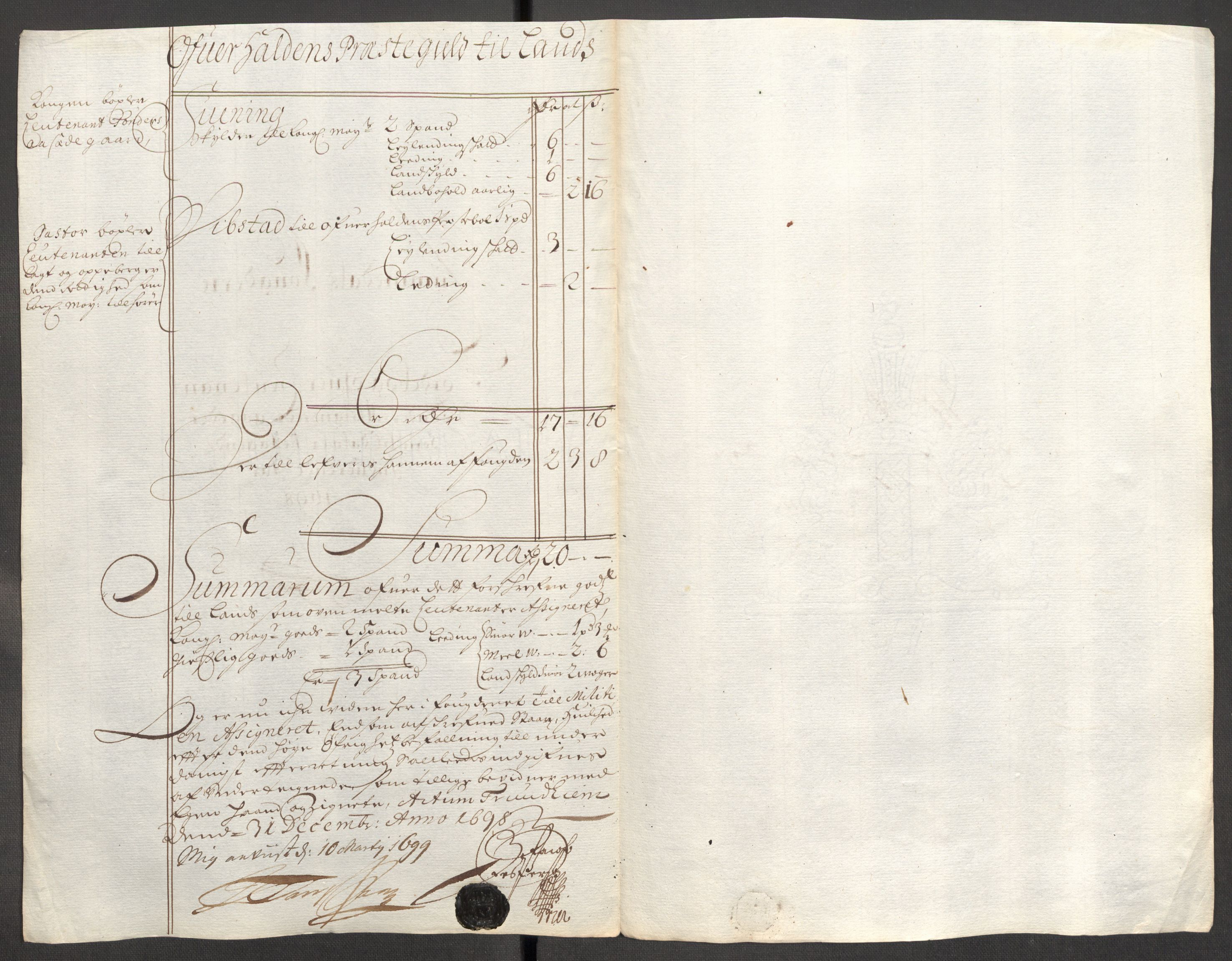 Rentekammeret inntil 1814, Reviderte regnskaper, Fogderegnskap, RA/EA-4092/R64/L4425: Fogderegnskap Namdal, 1696-1698, p. 448