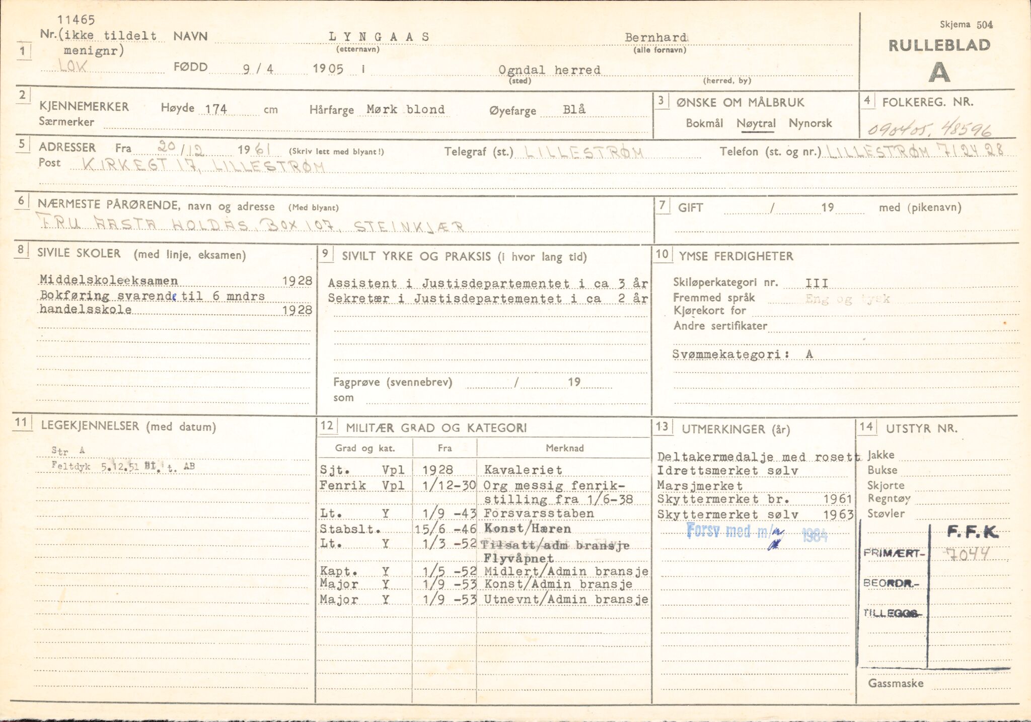 Forsvaret, Forsvarets overkommando/Luftforsvarsstaben, AV/RA-RAFA-4079/P/Pa/L0013: Personellmapper, 1905, p. 430