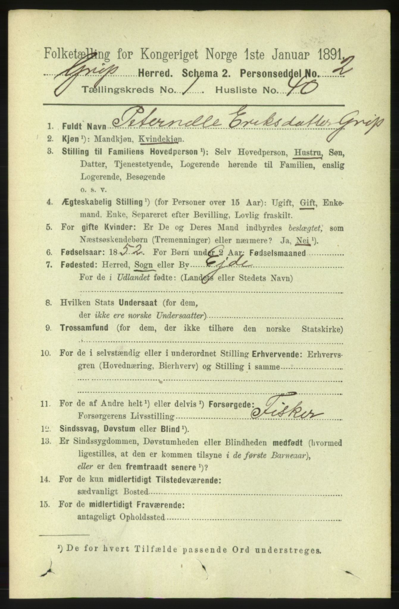 RA, 1891 census for 1556 Frei, 1891, p. 1841