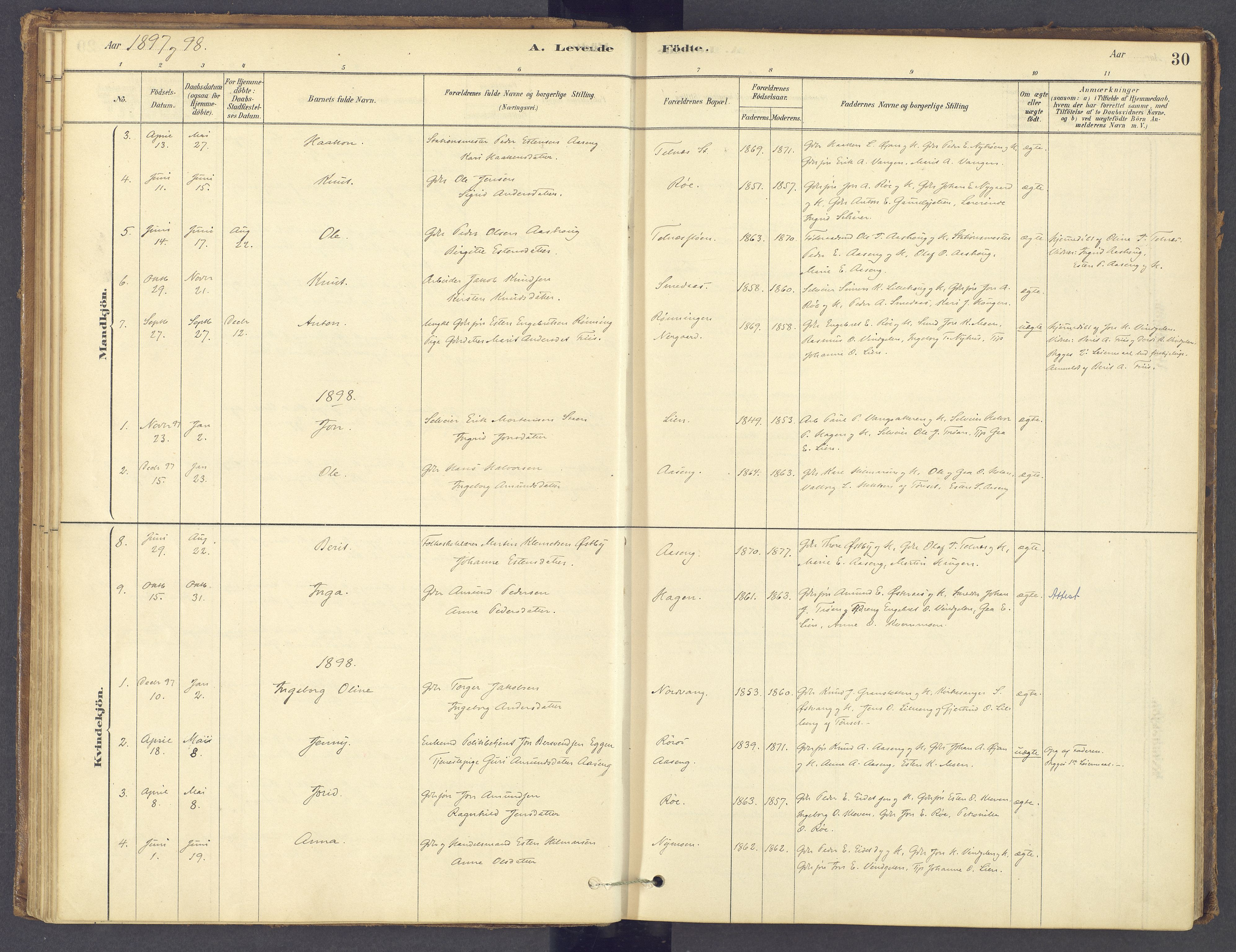 Tolga prestekontor, SAH/PREST-062/K/L0012: Parish register (official) no. 12, 1877-1925, p. 30