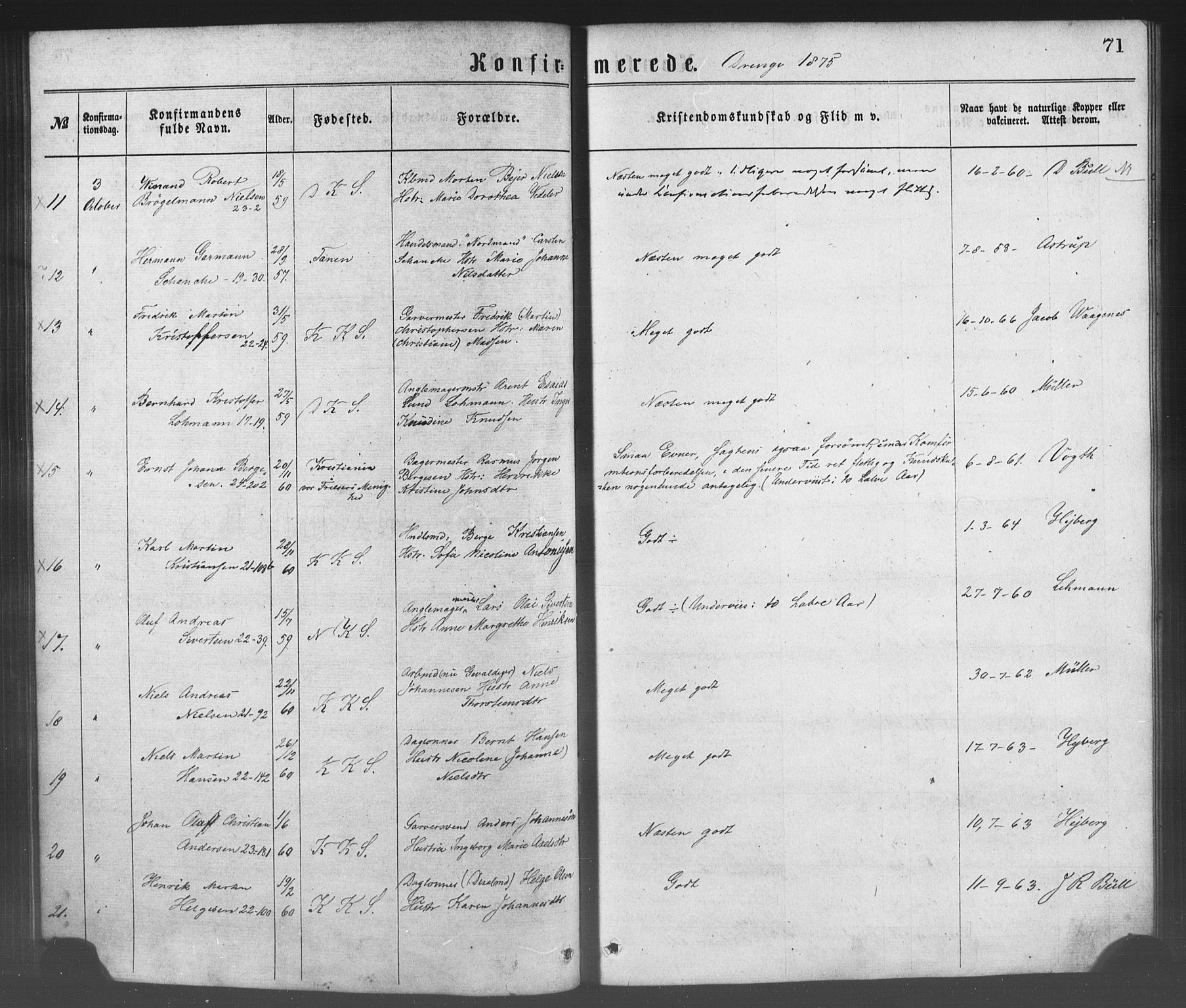 Korskirken sokneprestembete, AV/SAB-A-76101/H/Haa/L0028: Parish register (official) no. C 4, 1868-1879, p. 71