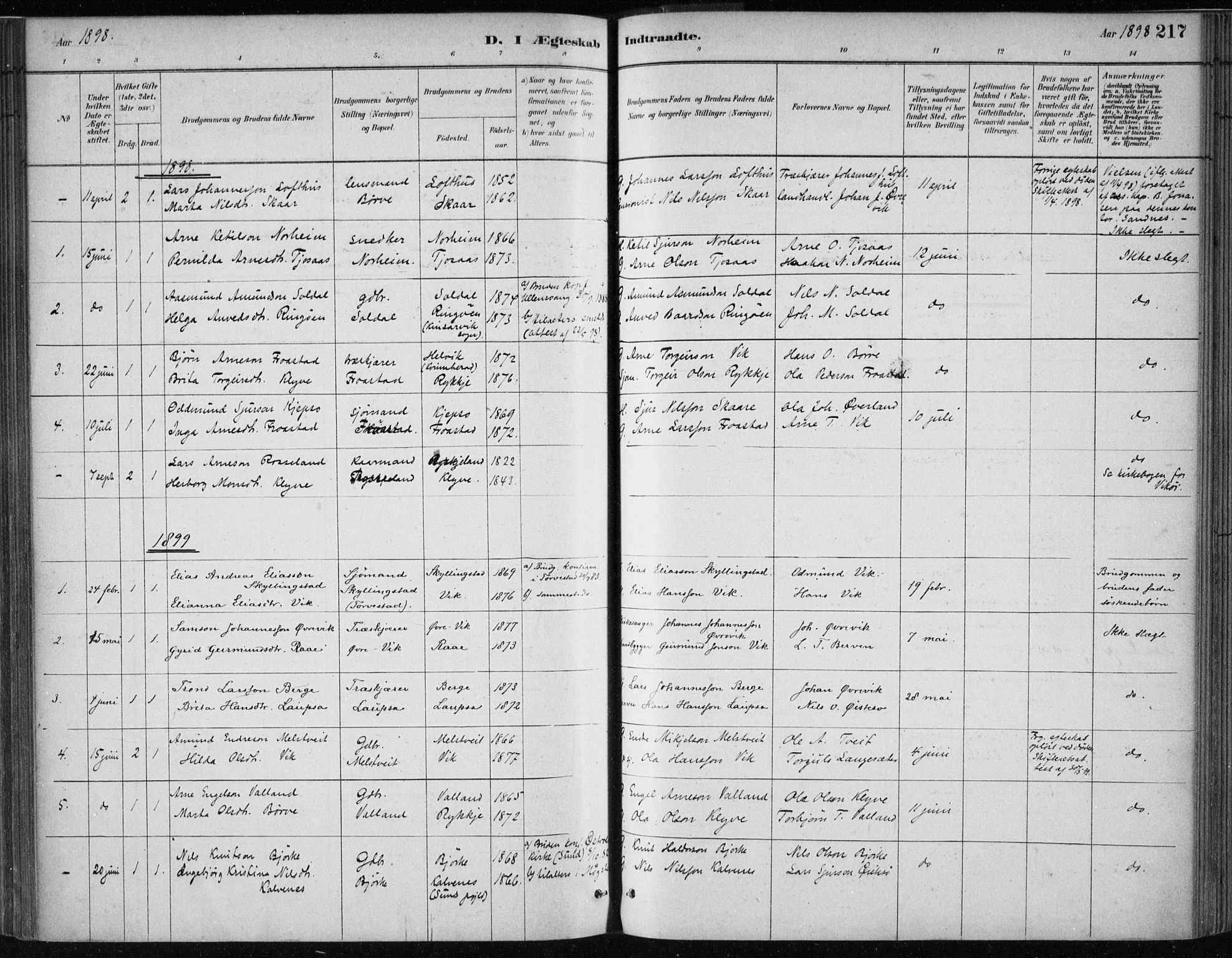 Kvam sokneprestembete, SAB/A-76201/H/Haa: Parish register (official) no. C  1, 1880-1906, p. 217