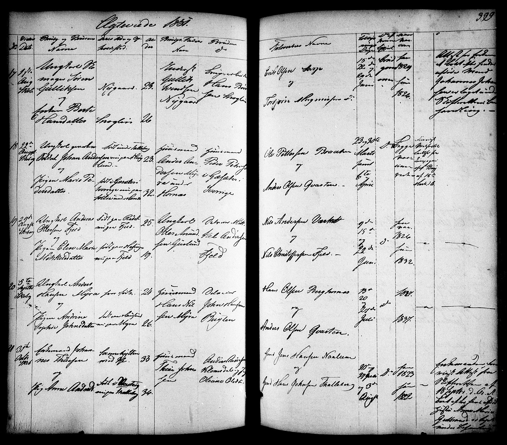 Skjeberg prestekontor Kirkebøker, AV/SAO-A-10923/F/Fa/L0006: Parish register (official) no. I 6, 1846-1858, p. 399