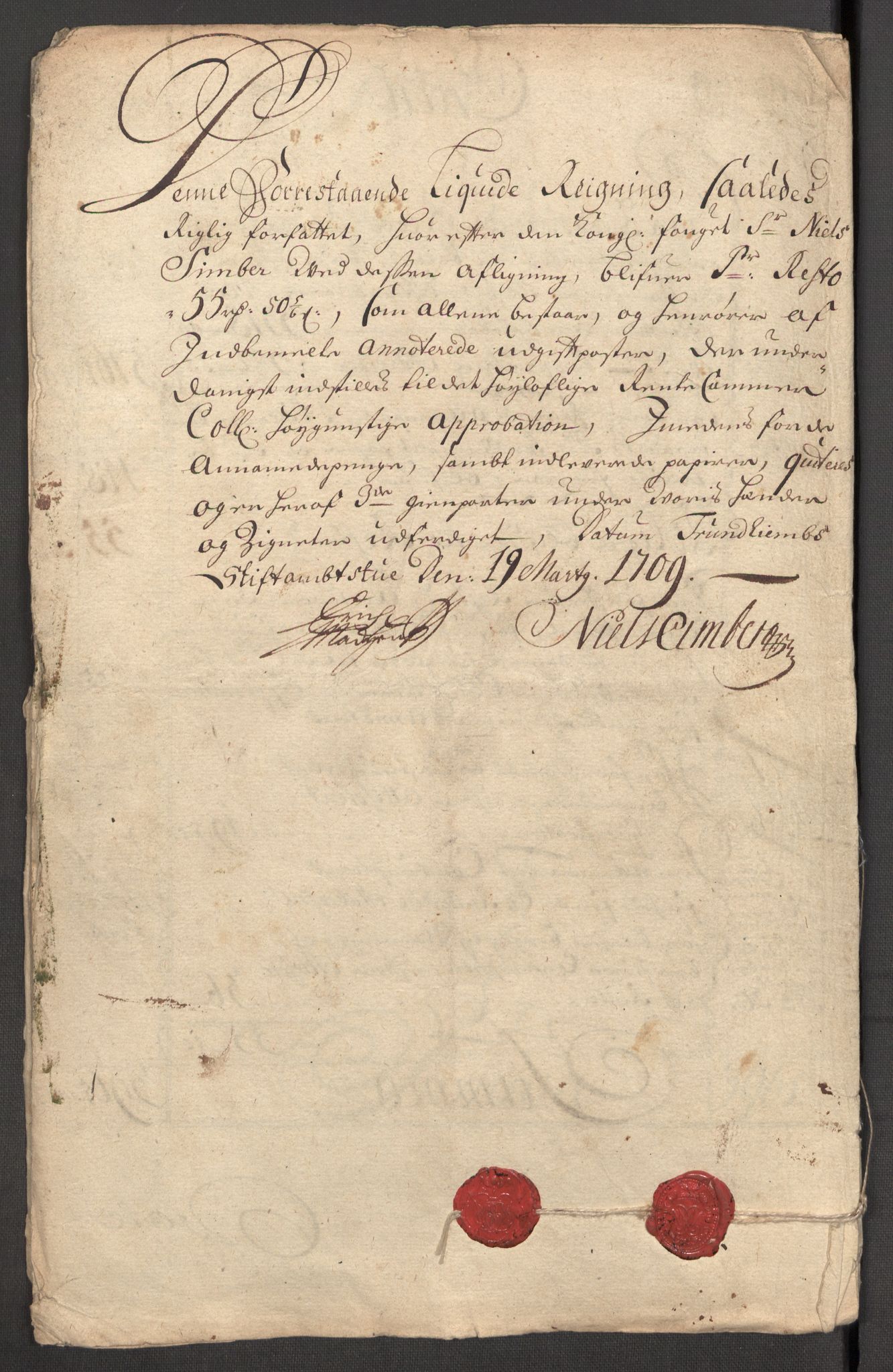Rentekammeret inntil 1814, Reviderte regnskaper, Fogderegnskap, RA/EA-4092/R57/L3858: Fogderegnskap Fosen, 1708-1709, p. 16