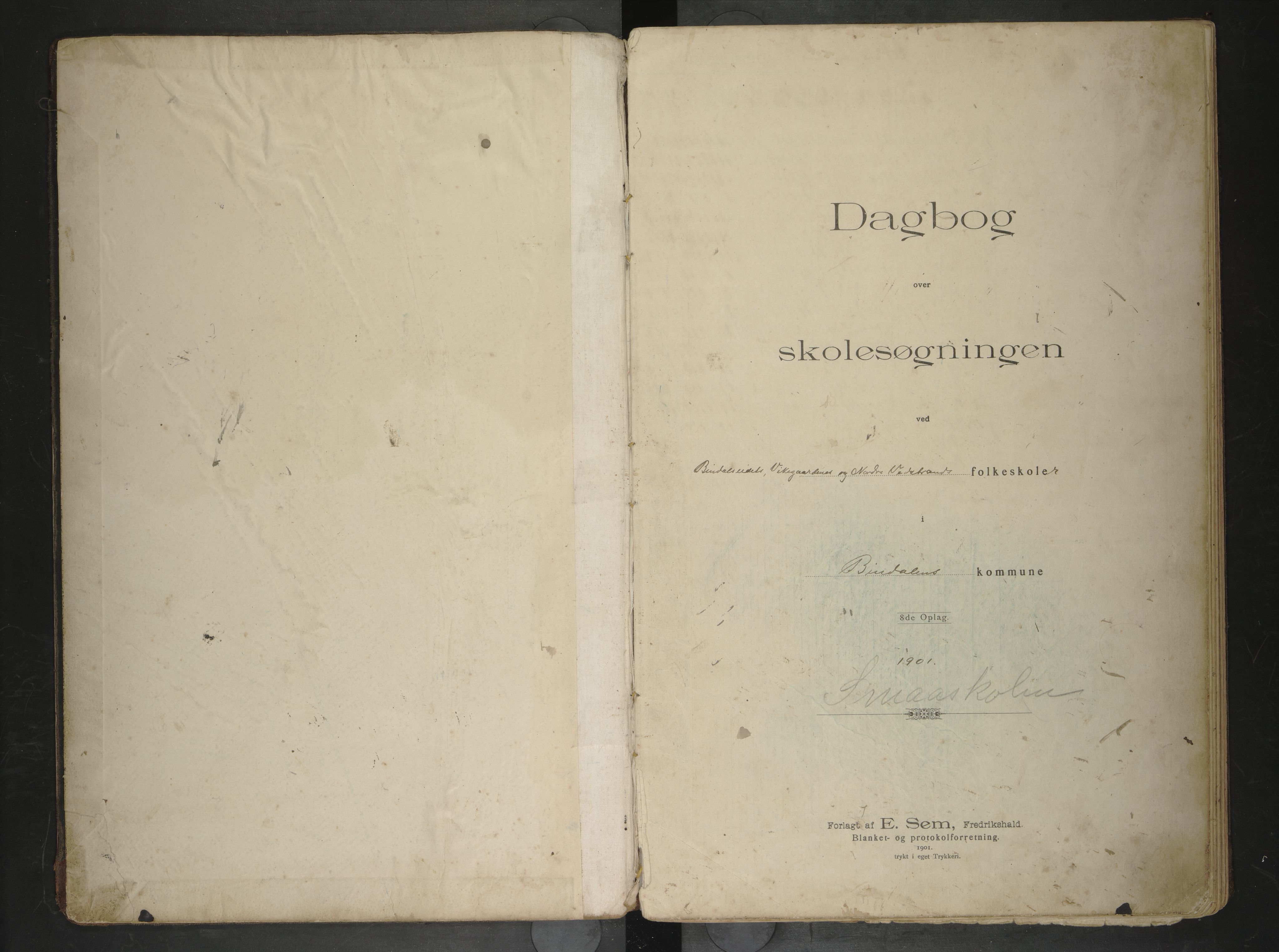 Bindal kommune. Ymse skolekretser, AIN/K-18110.510.09/F/Fa/L0038: Bindalseidet,Fiskerosen,Holm,Vikegården,Nordre Vedstrand,skoledagbok, 1901-1917