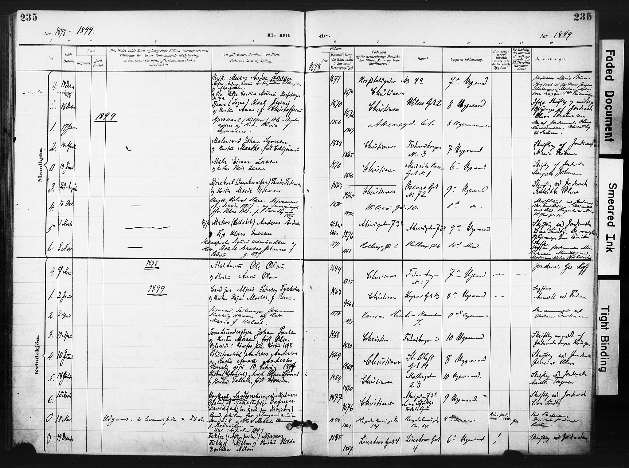 Trefoldighet prestekontor Kirkebøker, AV/SAO-A-10882/F/Fd/L0004: Parish register (official) no. IV 4, 1897-1912, p. 235