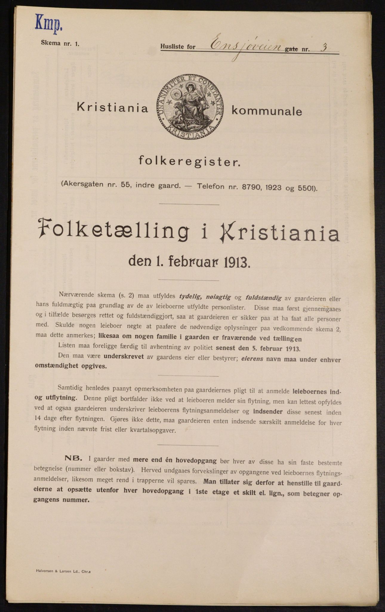 OBA, Municipal Census 1913 for Kristiania, 1913, p. 22039