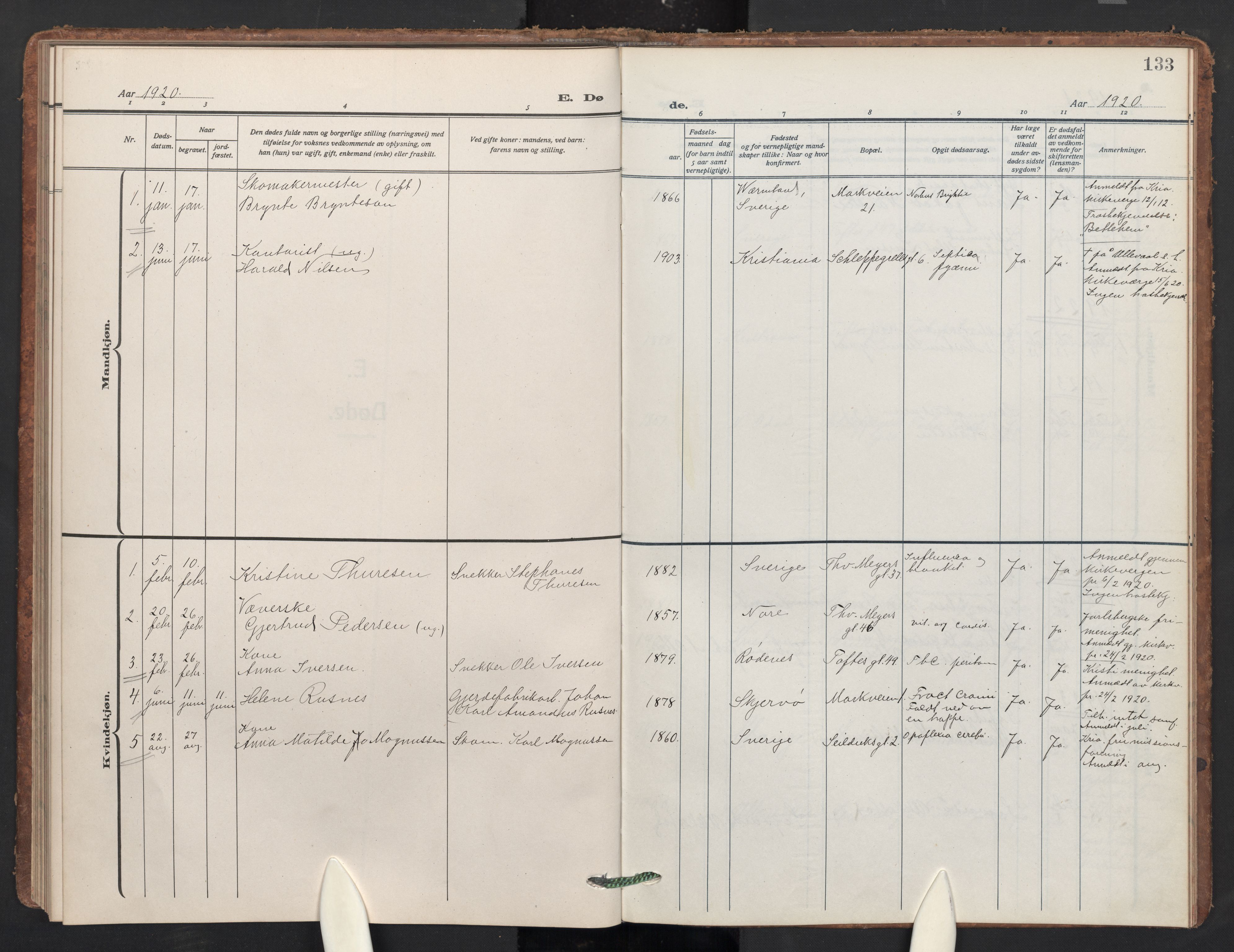 Paulus prestekontor Kirkebøker, AV/SAO-A-10871/F/Fa/L0025: Parish register (official) no. 25, 1920-1976, p. 133