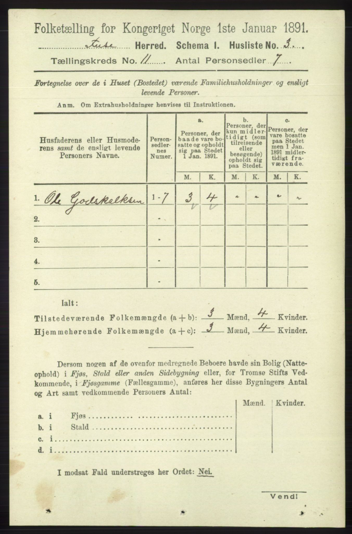 RA, 1891 census for 1241 Fusa, 1891, p. 2088