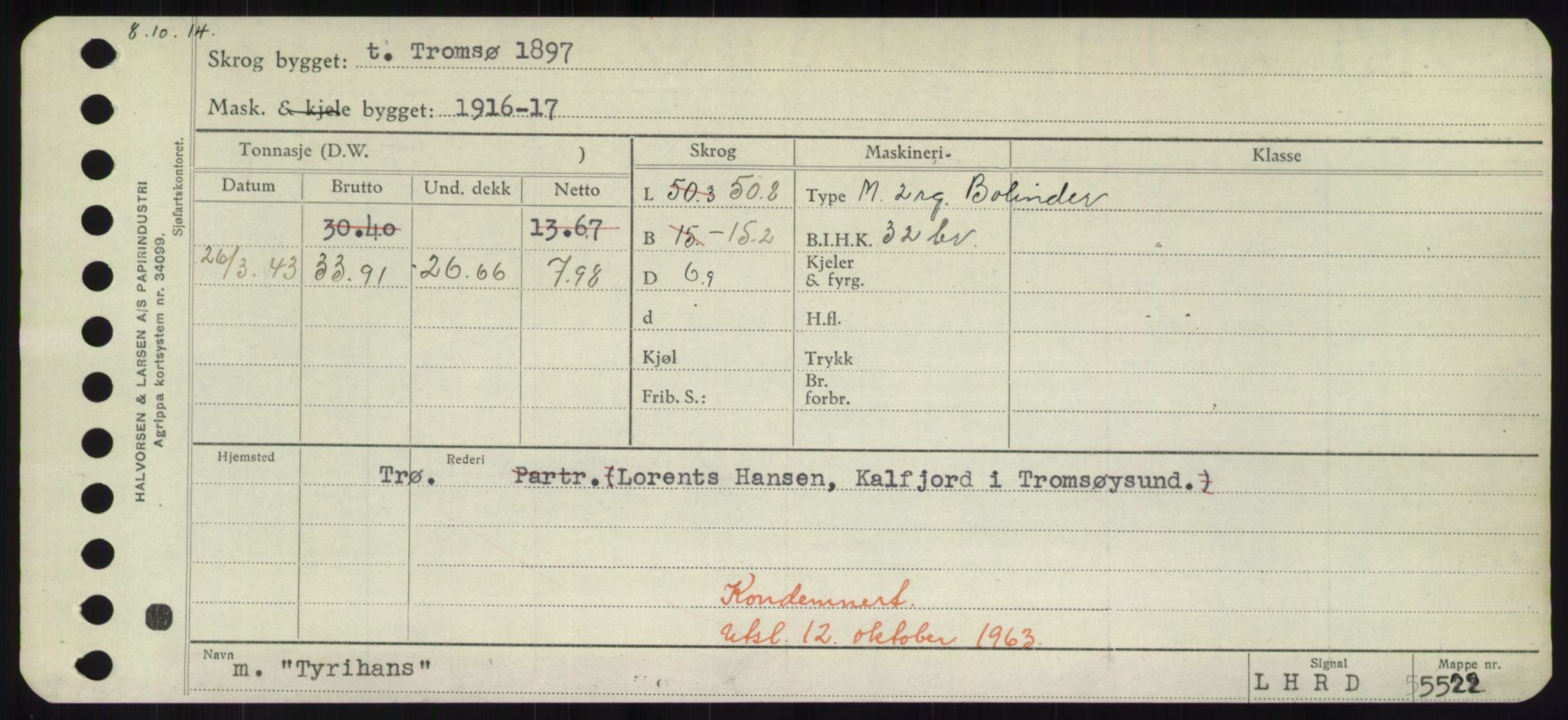 Sjøfartsdirektoratet med forløpere, Skipsmålingen, RA/S-1627/H/Hd/L0039: Fartøy, Ti-Tø, p. 885