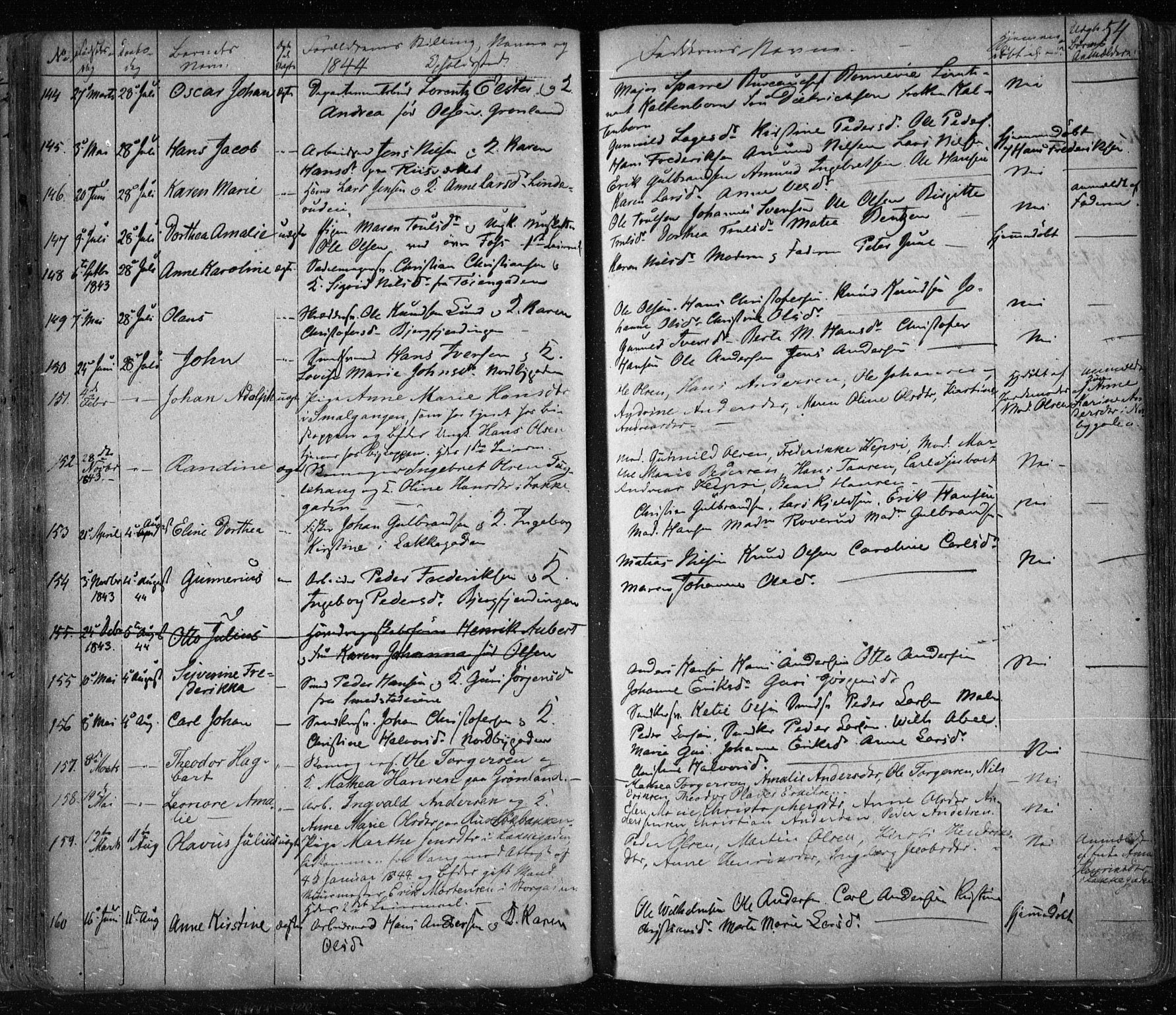 Aker prestekontor kirkebøker, SAO/A-10861/F/L0019: Parish register (official) no. 19, 1842-1852, p. 54