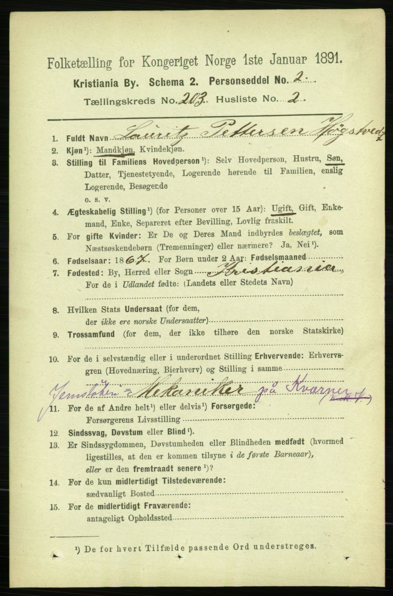 RA, 1891 census for 0301 Kristiania, 1891, p. 122112