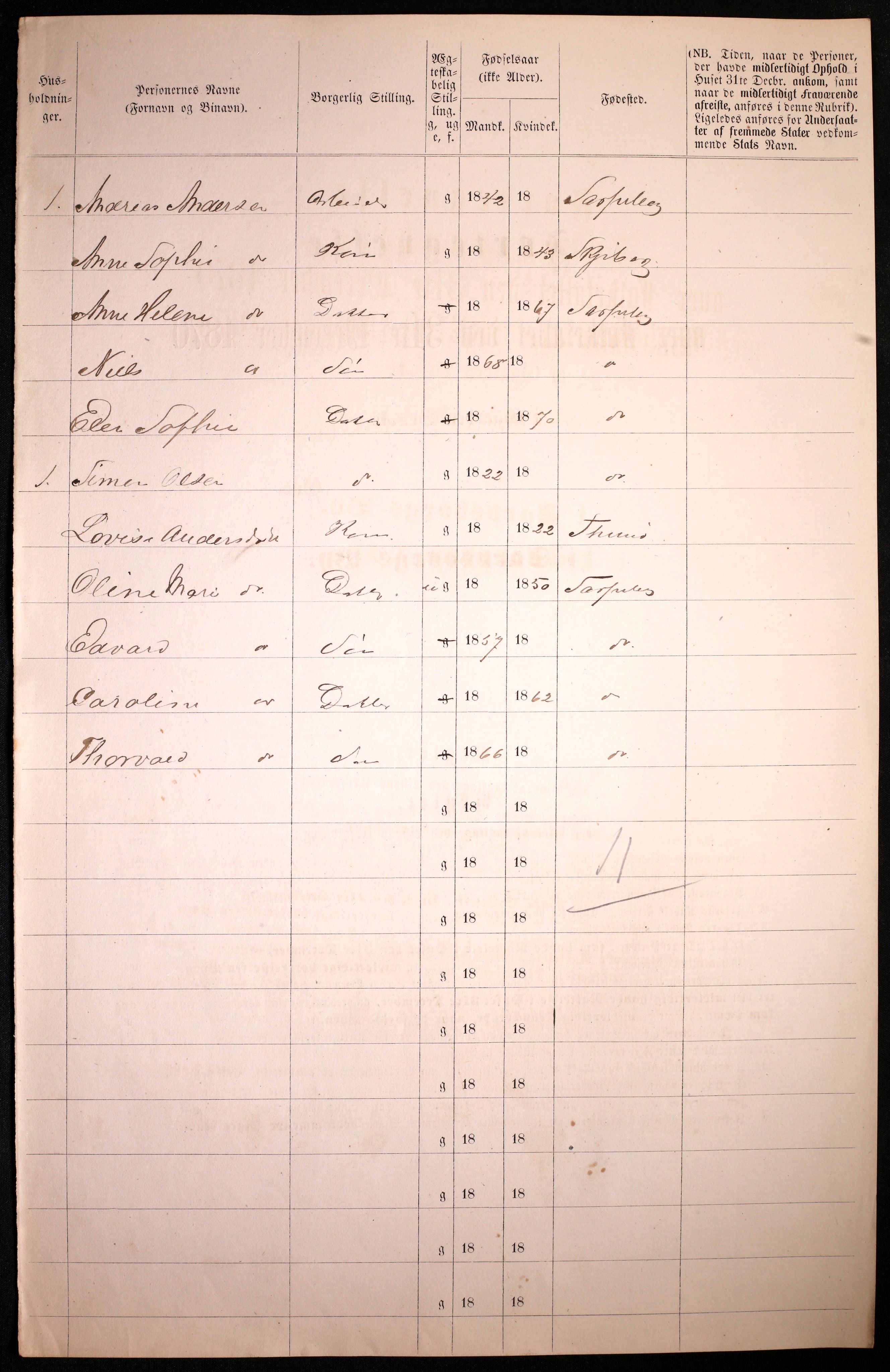 RA, 1870 census for 0102 Sarpsborg, 1870, p. 48