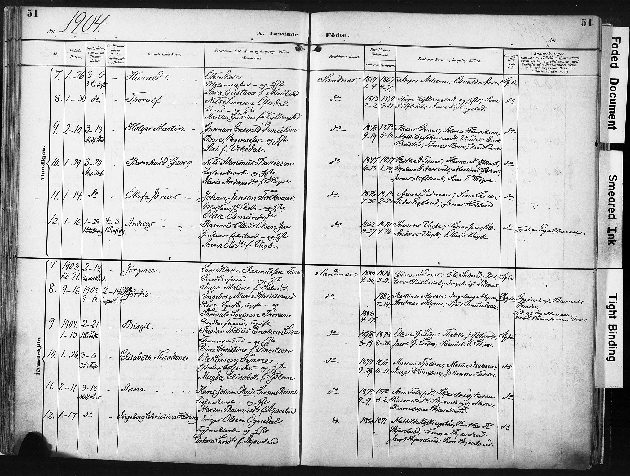 Høyland sokneprestkontor, AV/SAST-A-101799/001/30BA/L0016: Parish register (official) no. A 16, 1899-1911, p. 51