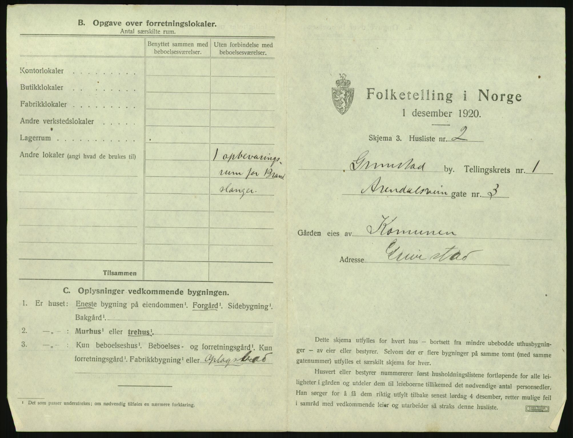 SAK, 1920 census for Grimstad, 1920, p. 27