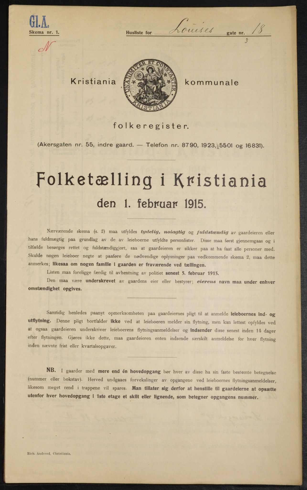 OBA, Municipal Census 1915 for Kristiania, 1915, p. 57779