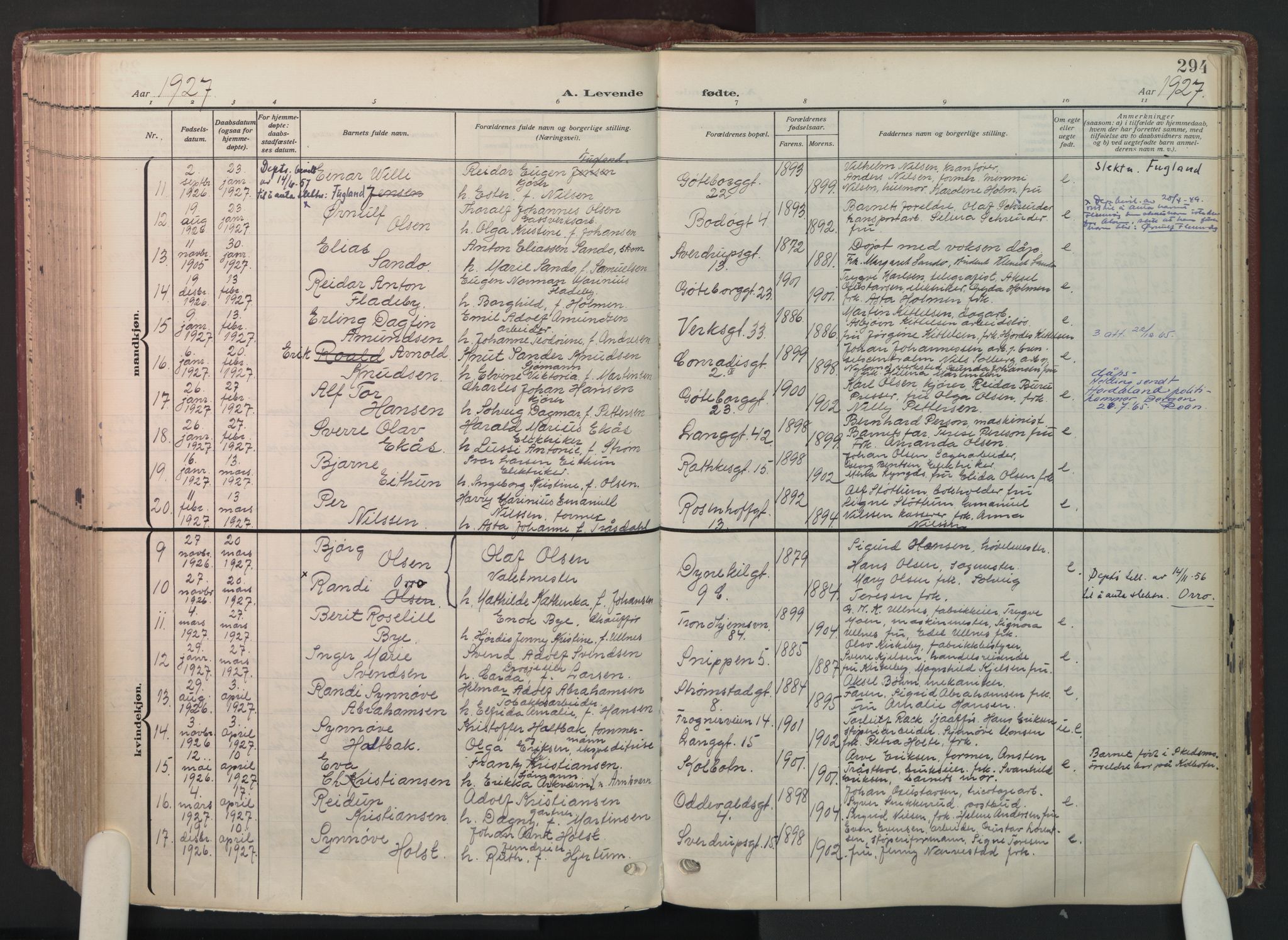 Petrus prestekontor Kirkebøker, AV/SAO-A-10872/F/Fa/L0012: Parish register (official) no. 12, 1909-1936, p. 294