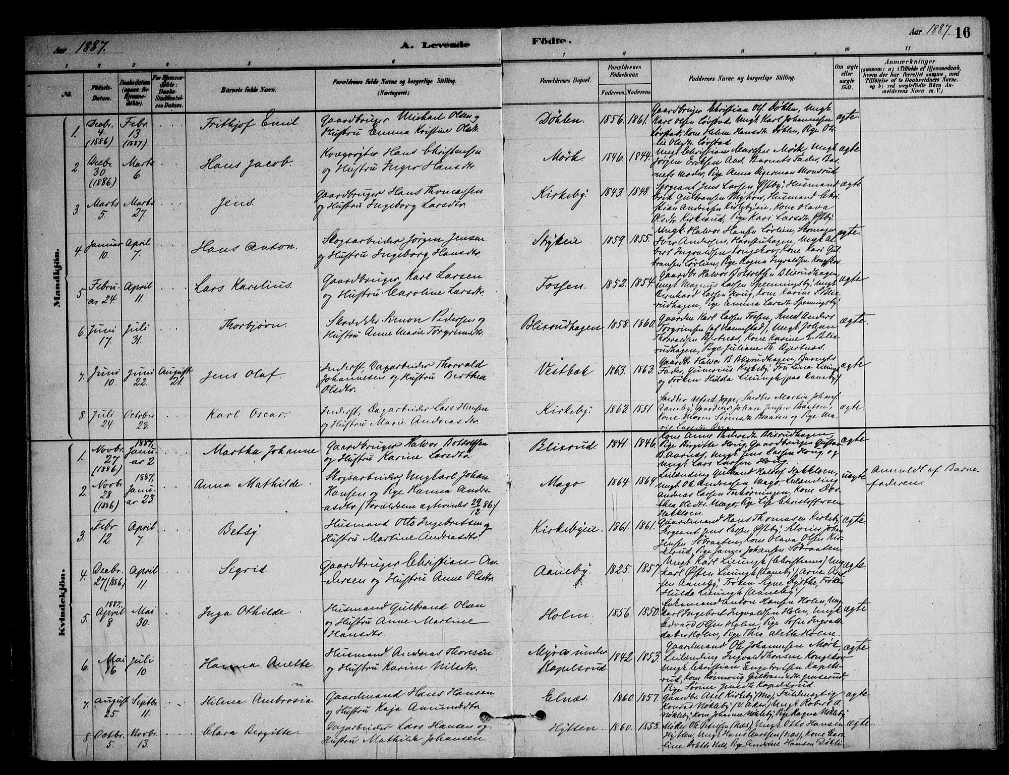 Nittedal prestekontor Kirkebøker, SAO/A-10365a/F/Fb/L0001: Parish register (official) no. II 1, 1879-1901, p. 16