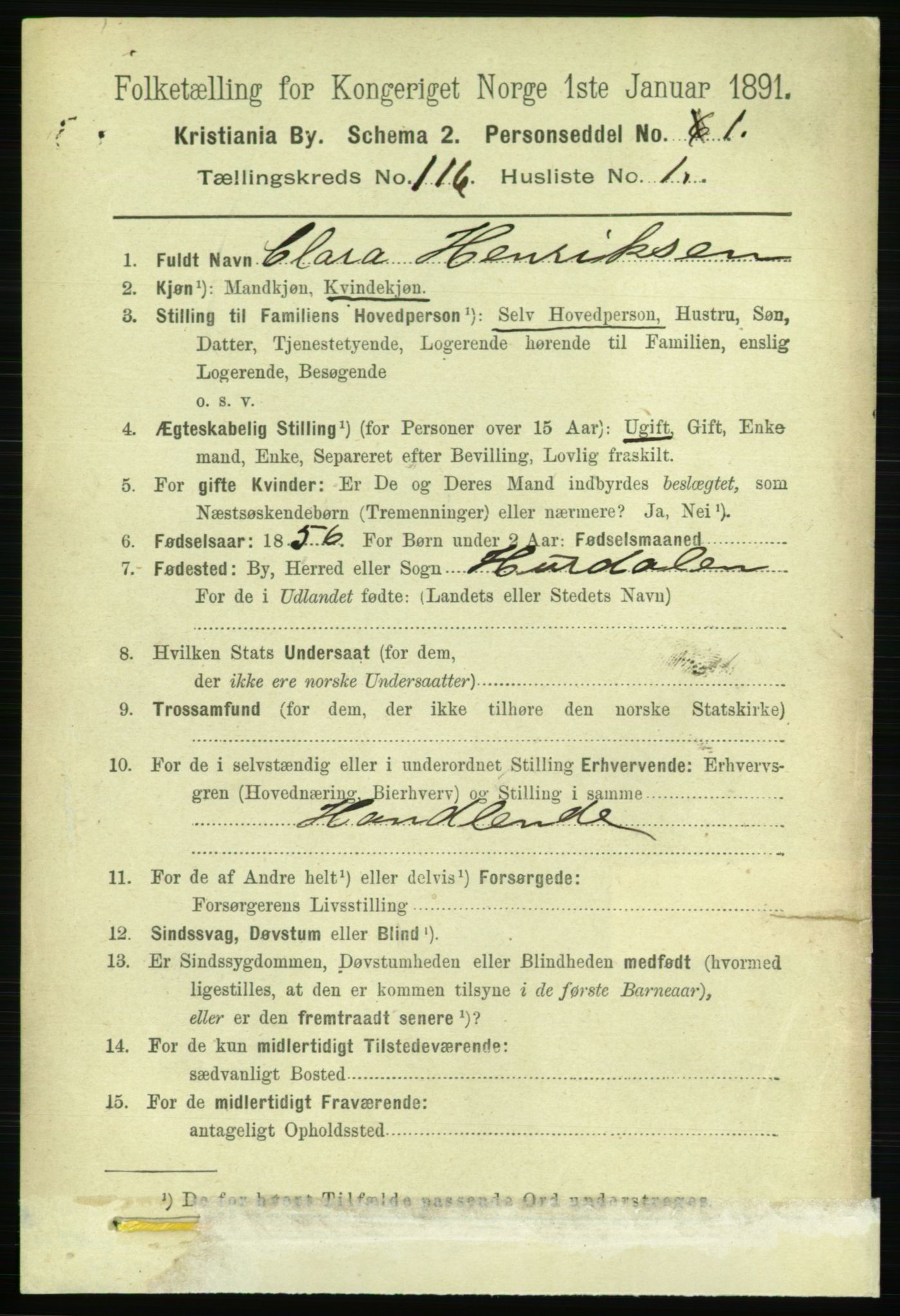 RA, 1891 census for 0301 Kristiania, 1891, p. 62654