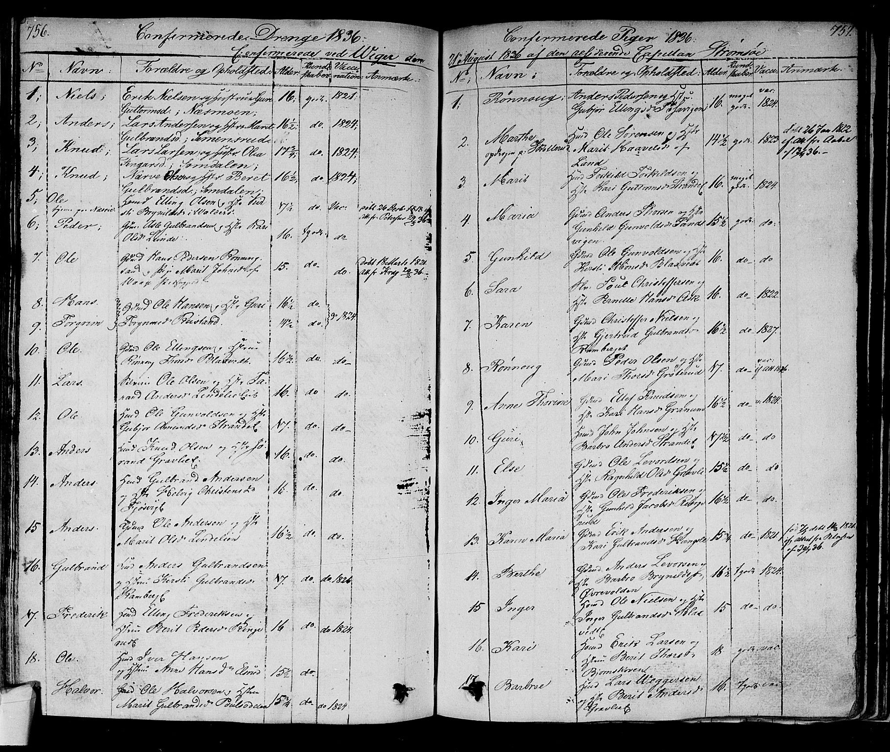 Norderhov kirkebøker, SAKO/A-237/F/Fa/L0009: Parish register (official) no. 9, 1819-1837, p. 756-757
