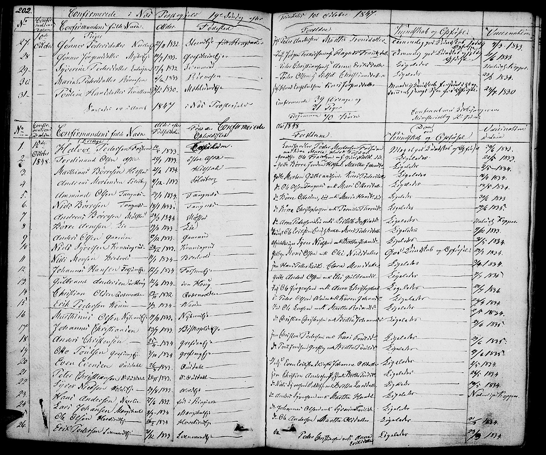 Nes prestekontor, Hedmark, AV/SAH-PREST-020/K/Ka/L0003: Parish register (official) no. 3, 1827-1851, p. 202