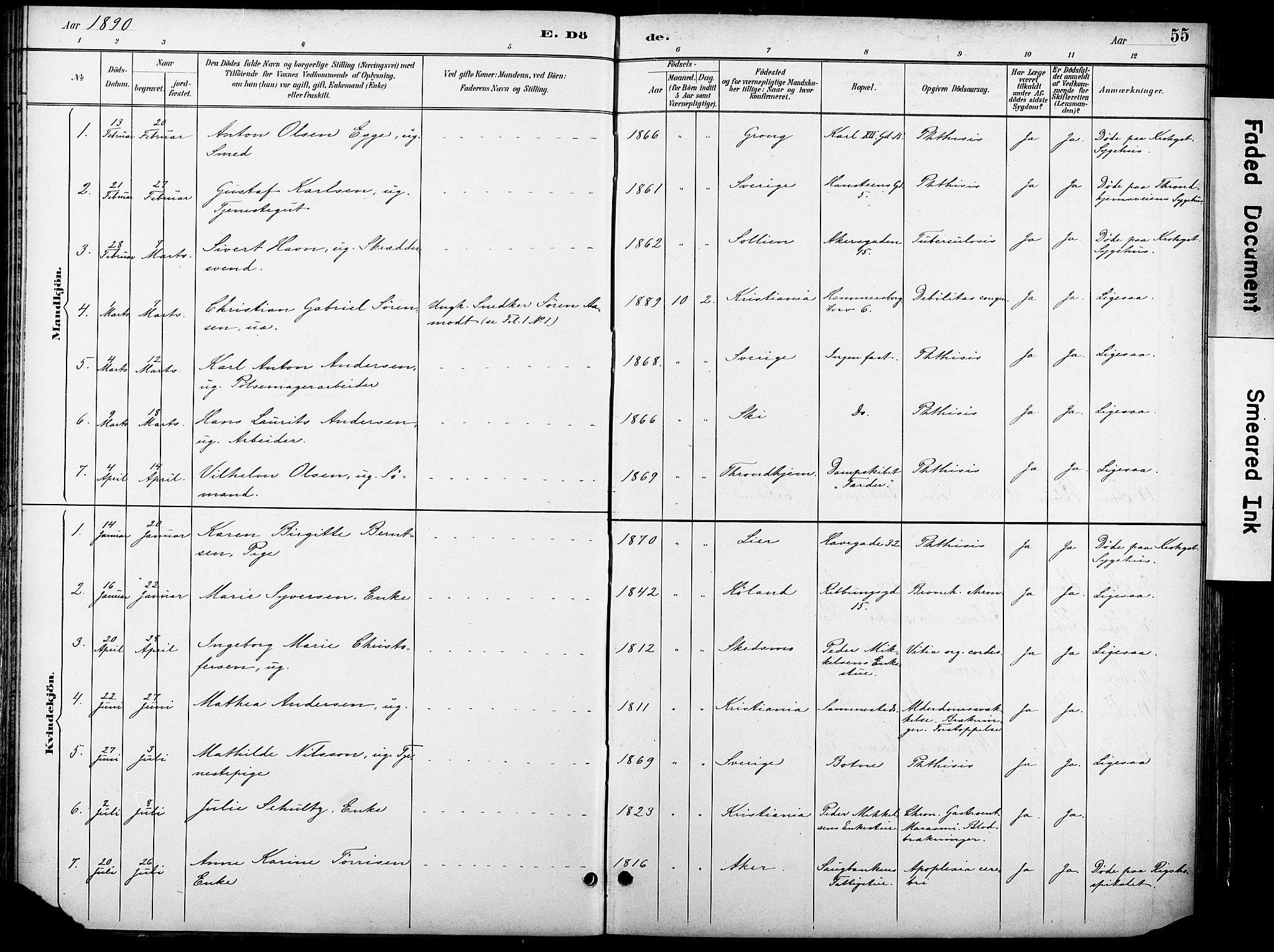 Krohgstøtten sykehusprest Kirkebøker, SAO/A-10854/F/Fa/L0003: Parish register (official) no. 3, 1890-1935, p. 55