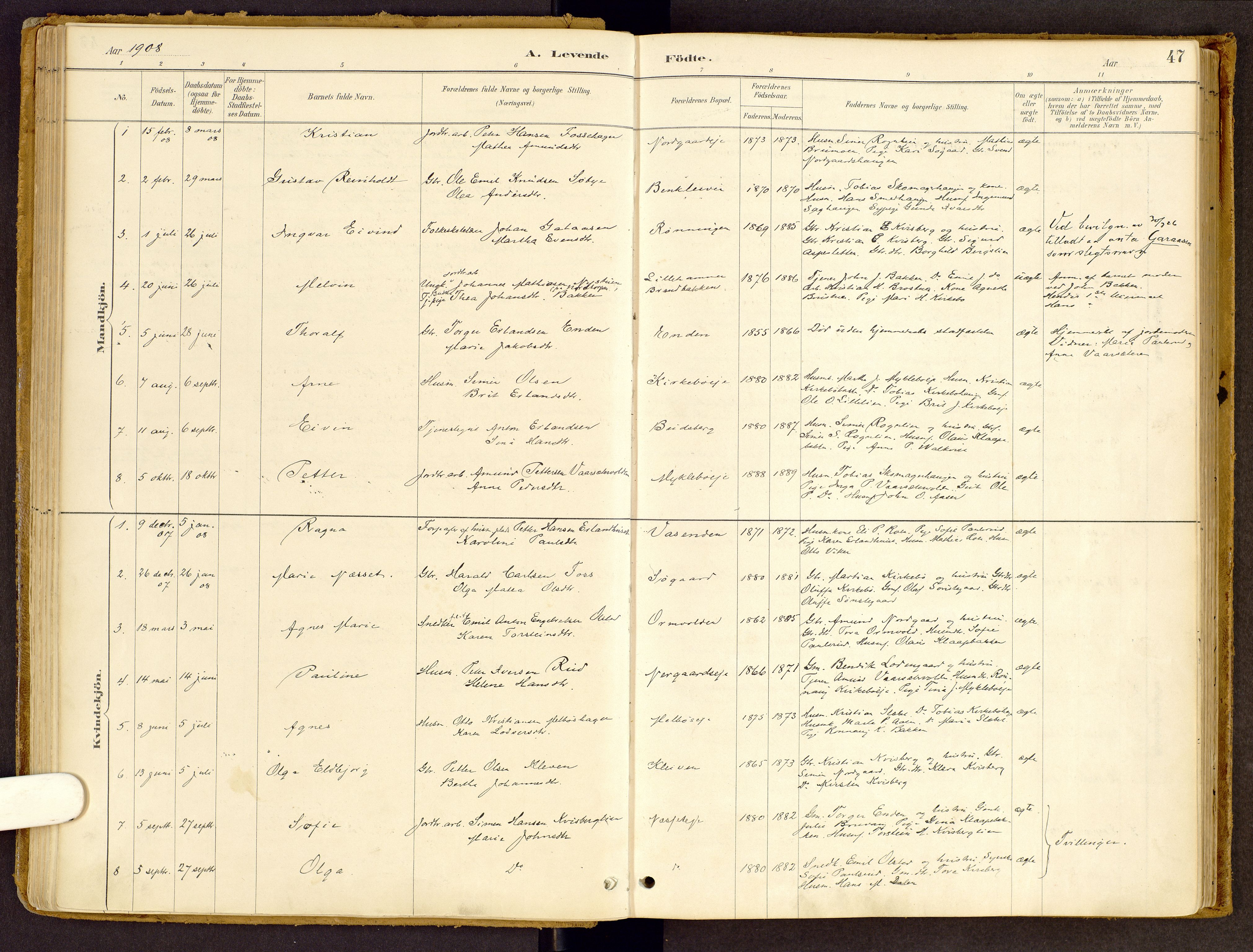 Vestre Gausdal prestekontor, SAH/PREST-094/H/Ha/Haa/L0002: Parish register (official) no. 2, 1887-1918, p. 47