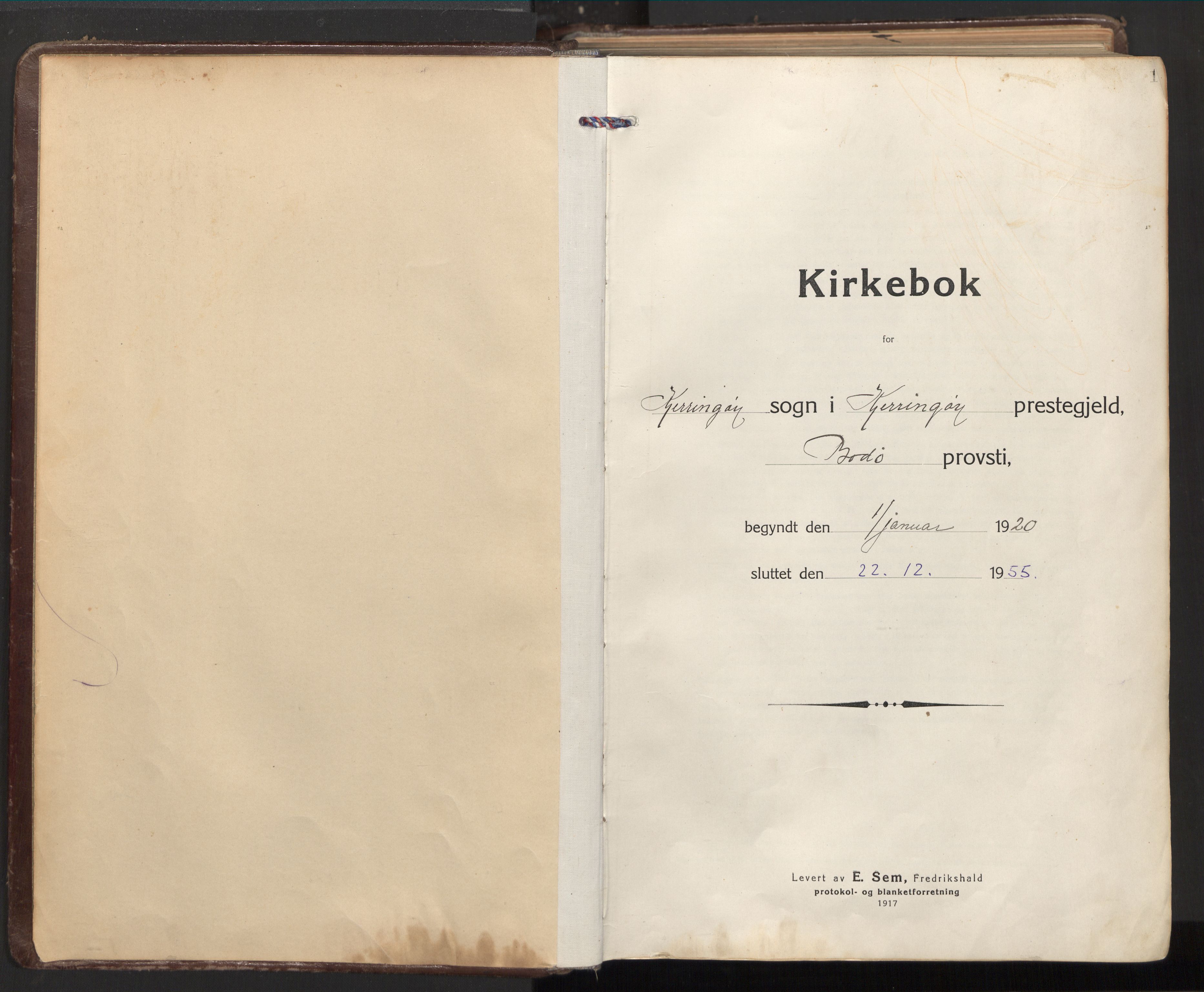 Ministerialprotokoller, klokkerbøker og fødselsregistre - Nordland, AV/SAT-A-1459/803/L0073: Parish register (official) no. 803A03, 1920-1955, p. 1