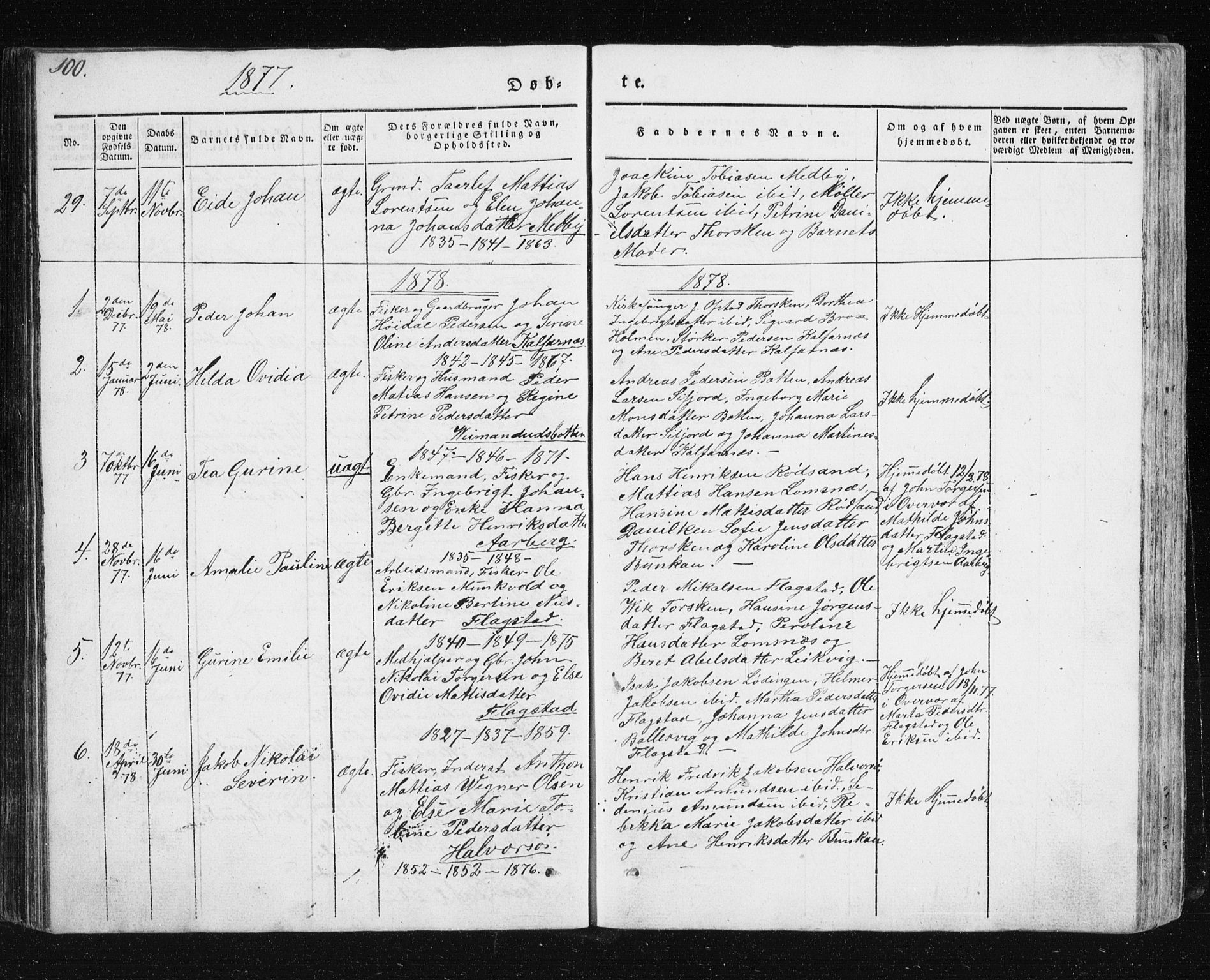 Berg sokneprestkontor, SATØ/S-1318/G/Ga/Gab/L0011klokker: Parish register (copy) no. 11, 1833-1878, p. 100