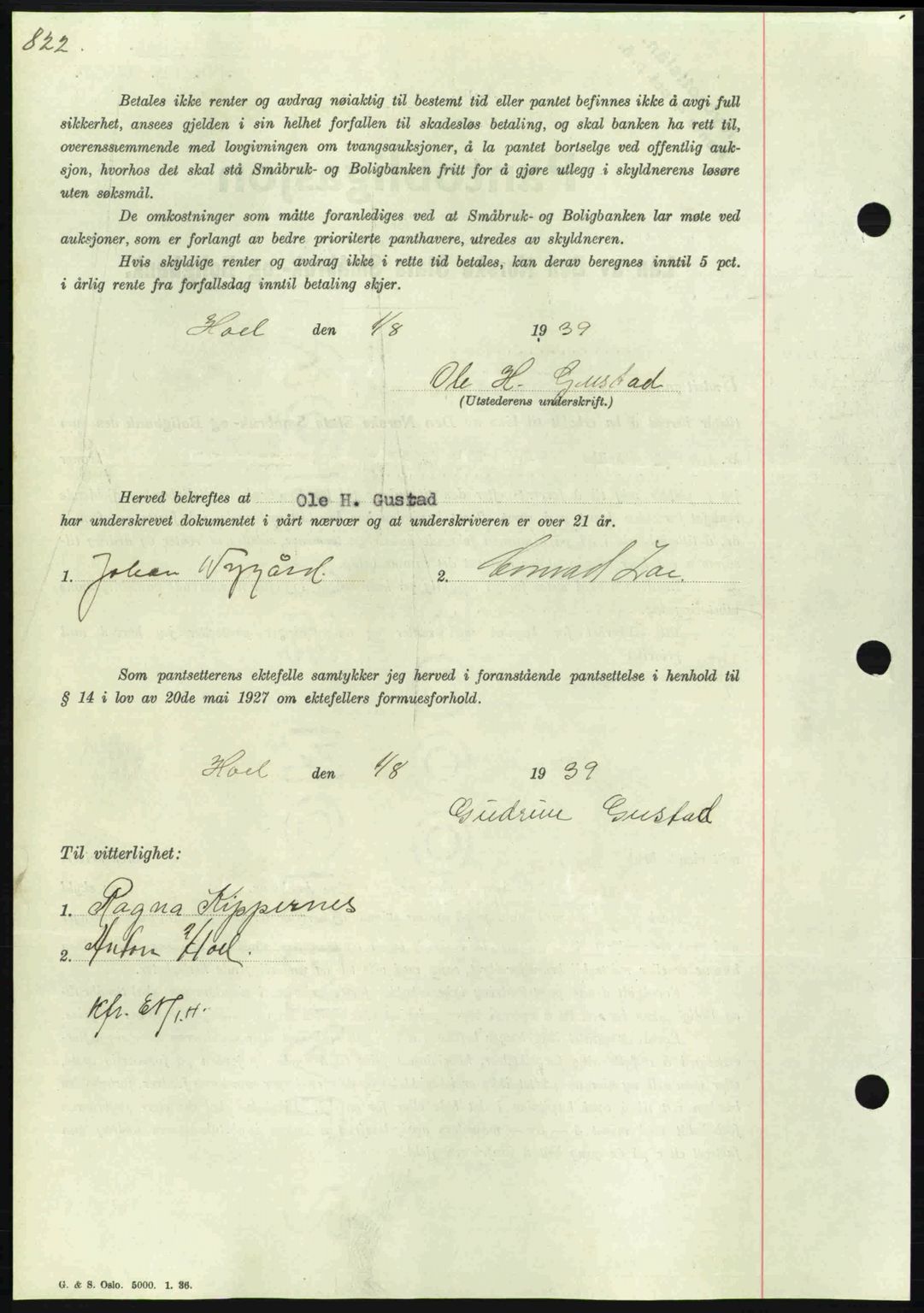 Nordmøre sorenskriveri, AV/SAT-A-4132/1/2/2Ca: Mortgage book no. B85, 1939-1939, Diary no: : 2203/1939