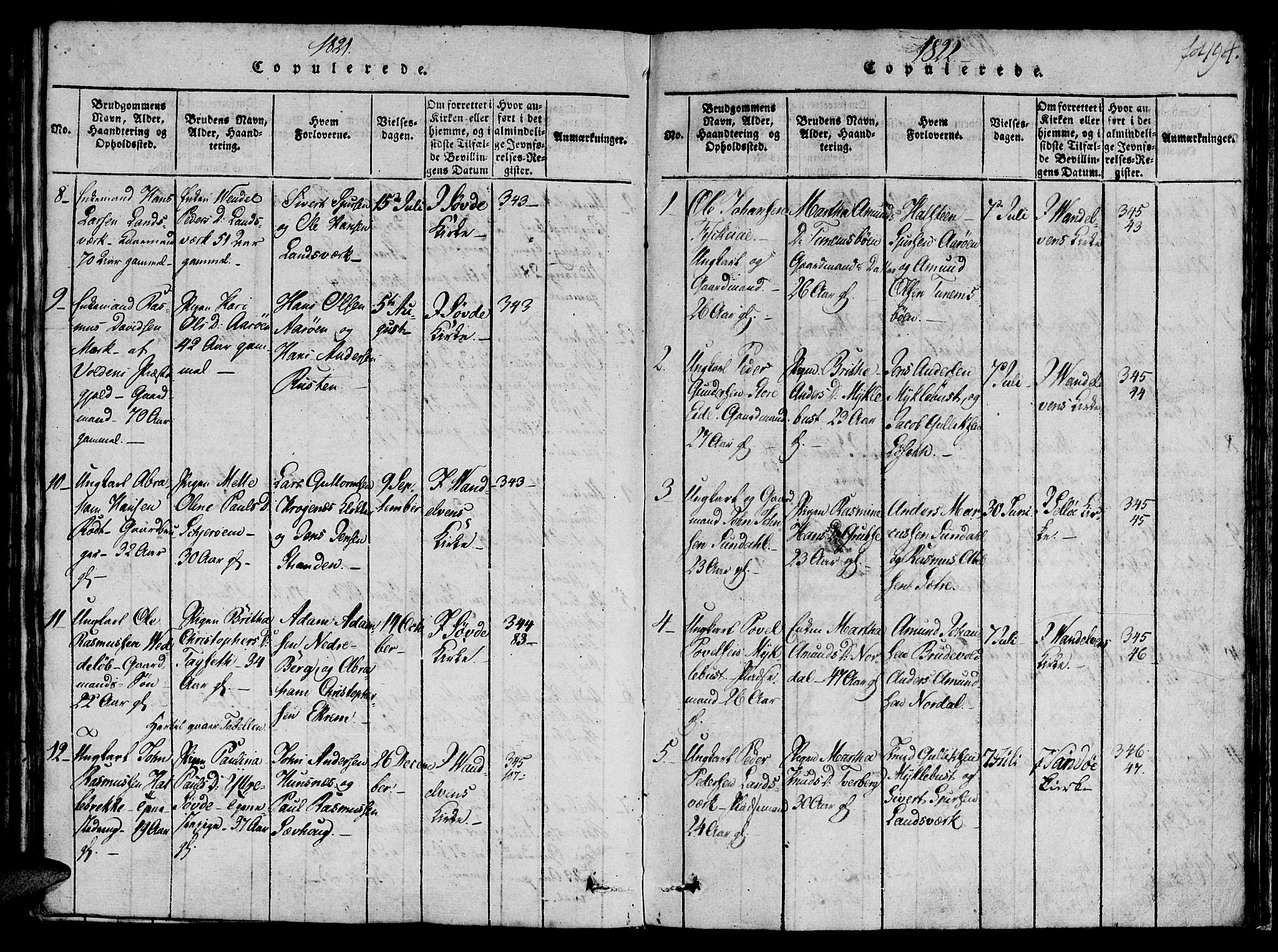 Ministerialprotokoller, klokkerbøker og fødselsregistre - Møre og Romsdal, AV/SAT-A-1454/501/L0004: Parish register (official) no. 501A04, 1816-1831, p. 194