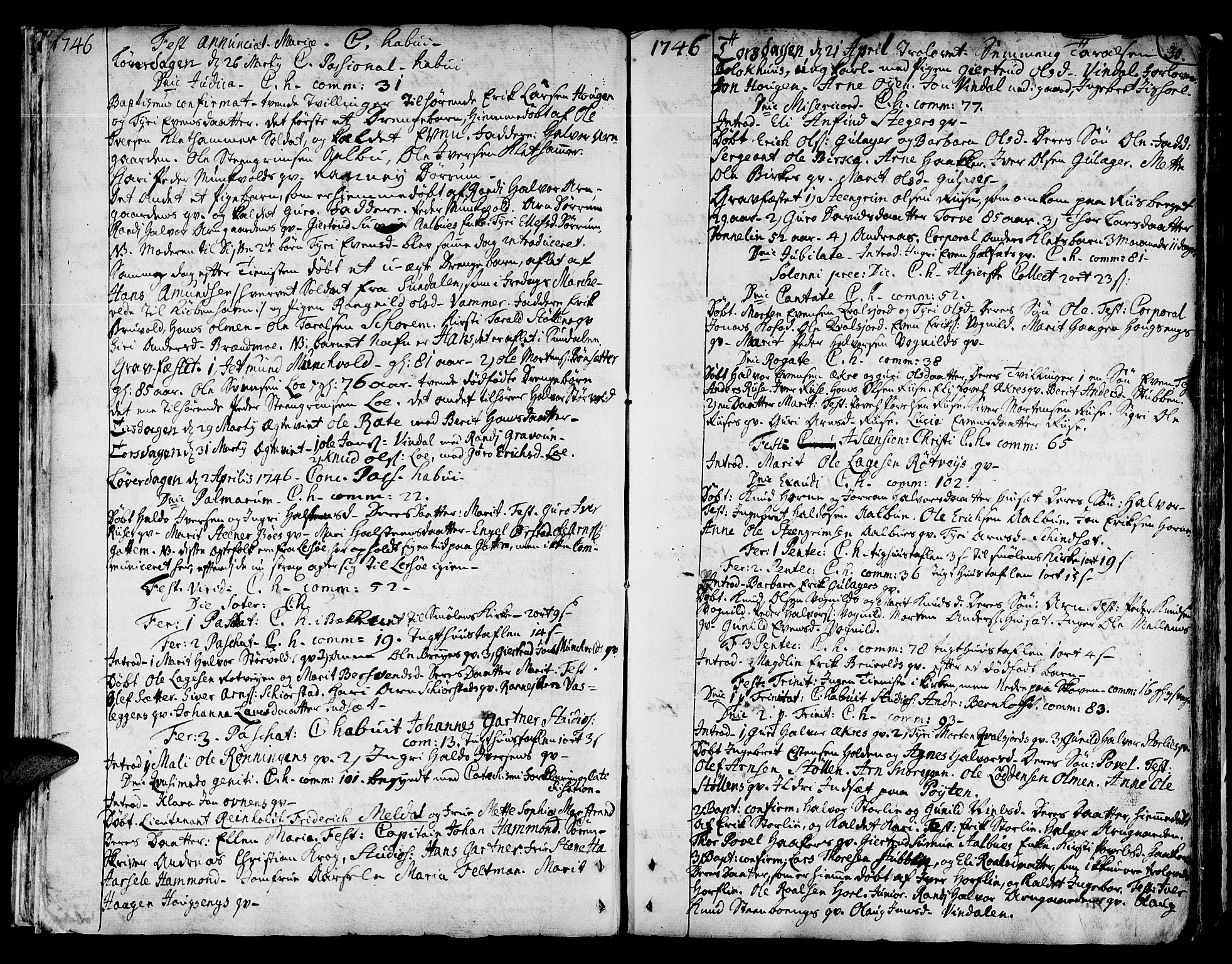 Ministerialprotokoller, klokkerbøker og fødselsregistre - Sør-Trøndelag, SAT/A-1456/678/L0891: Parish register (official) no. 678A01, 1739-1780, p. 30