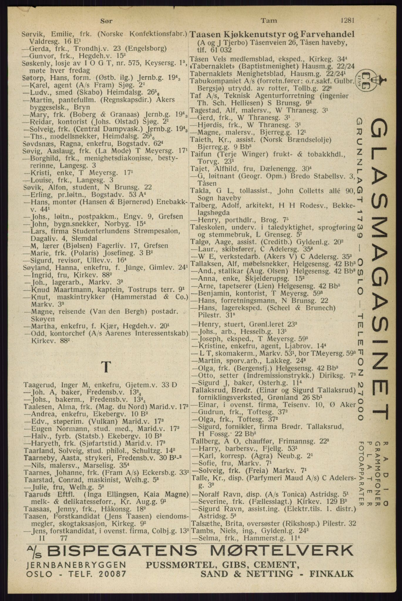 Kristiania/Oslo adressebok, PUBL/-, 1933, p. 1281