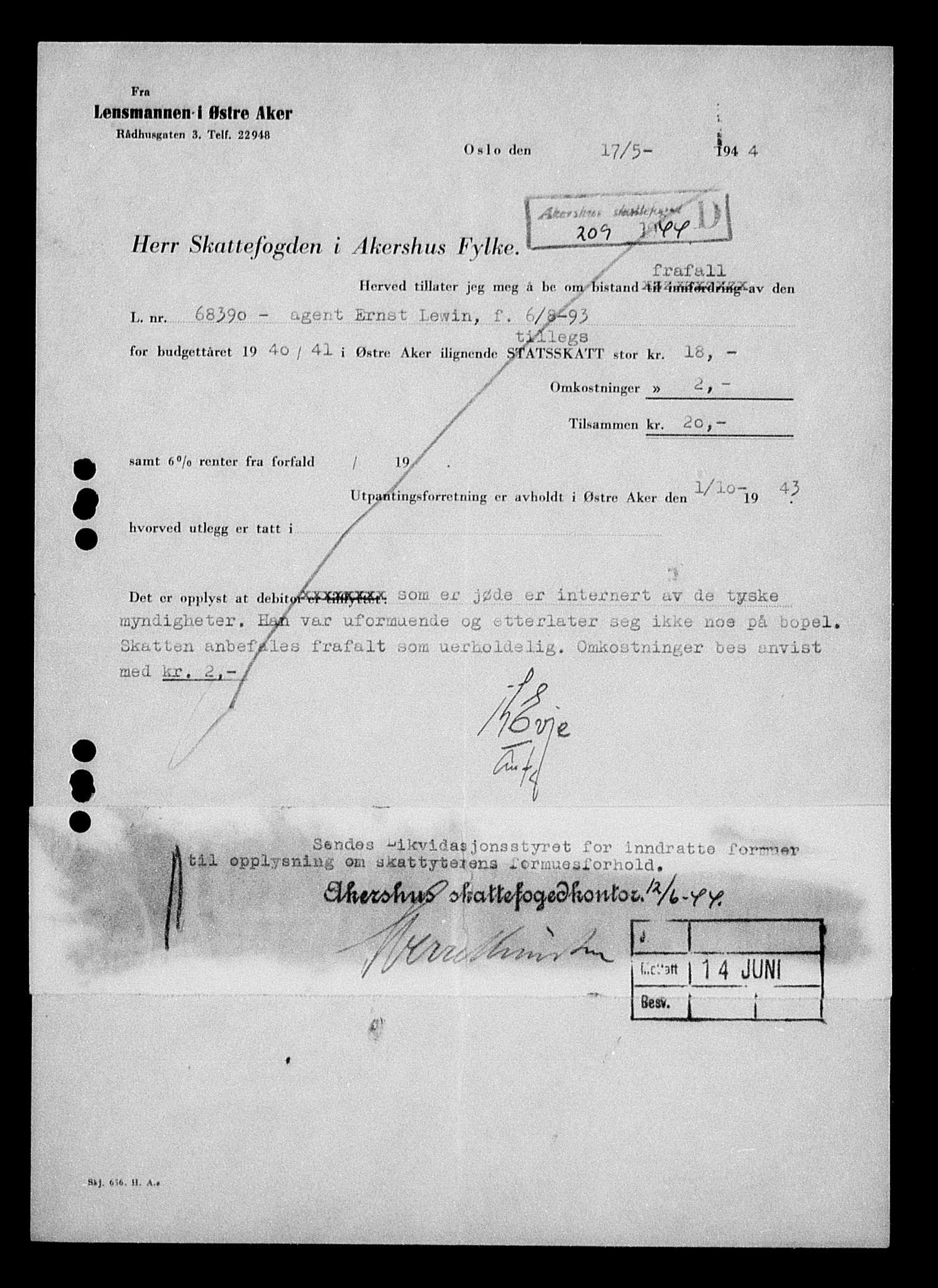 Justisdepartementet, Tilbakeføringskontoret for inndratte formuer, AV/RA-S-1564/H/Hc/Hcc/L0957: --, 1945-1947, p. 139